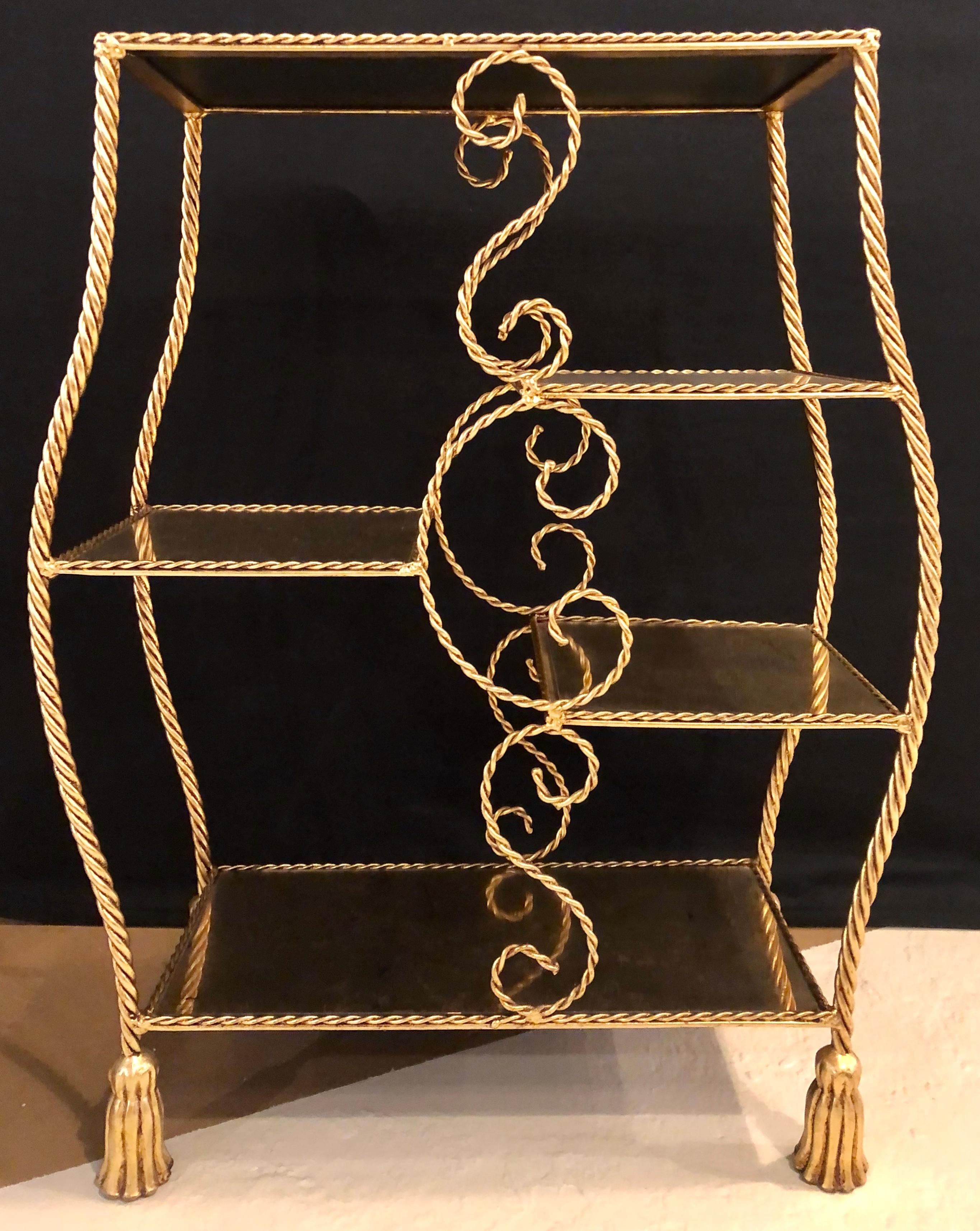 Hollywood Regency Style Gilt Brass Étagère by Jansen In Good Condition In Stamford, CT