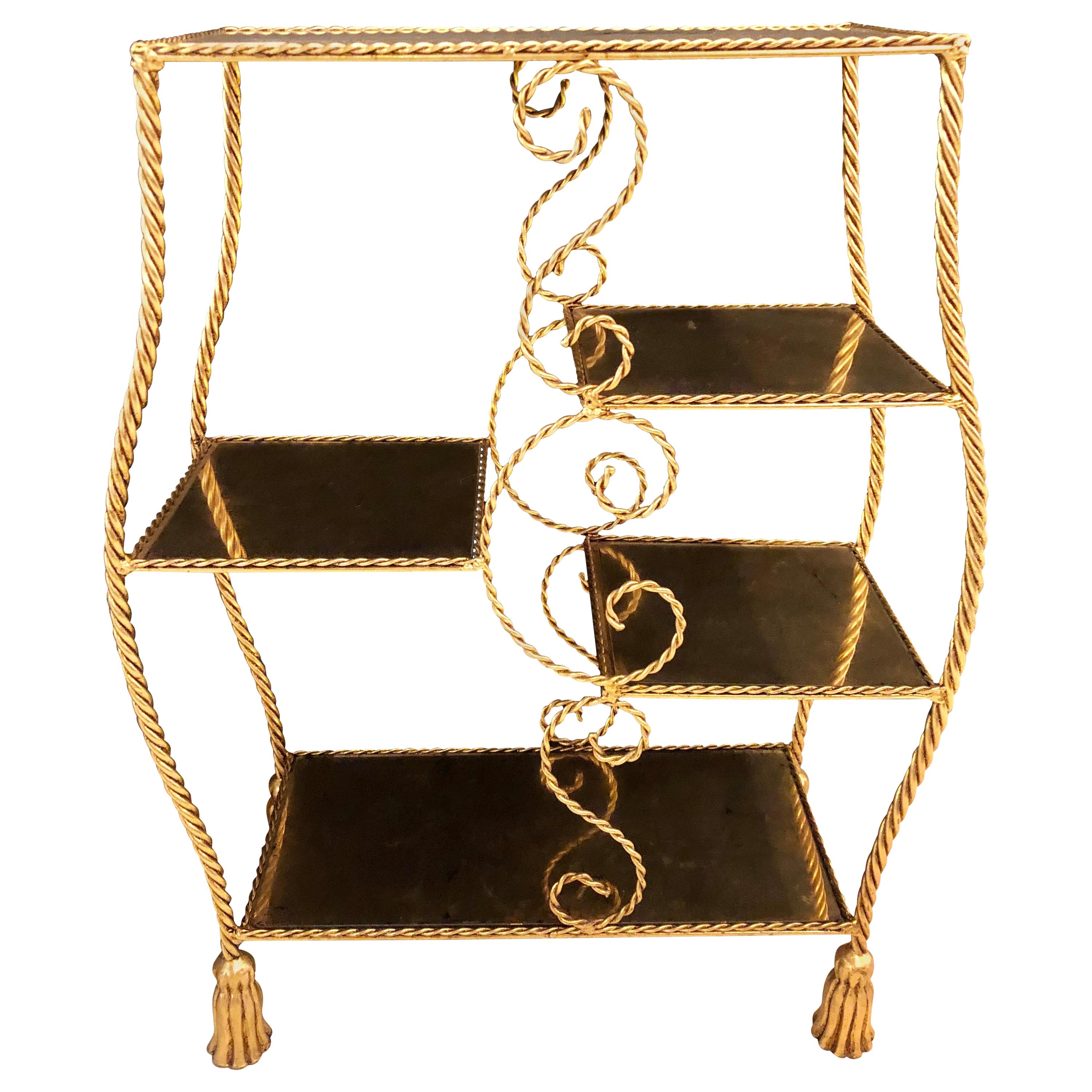 Hollywood Regency Style Gilt Brass Étagère by Jansen