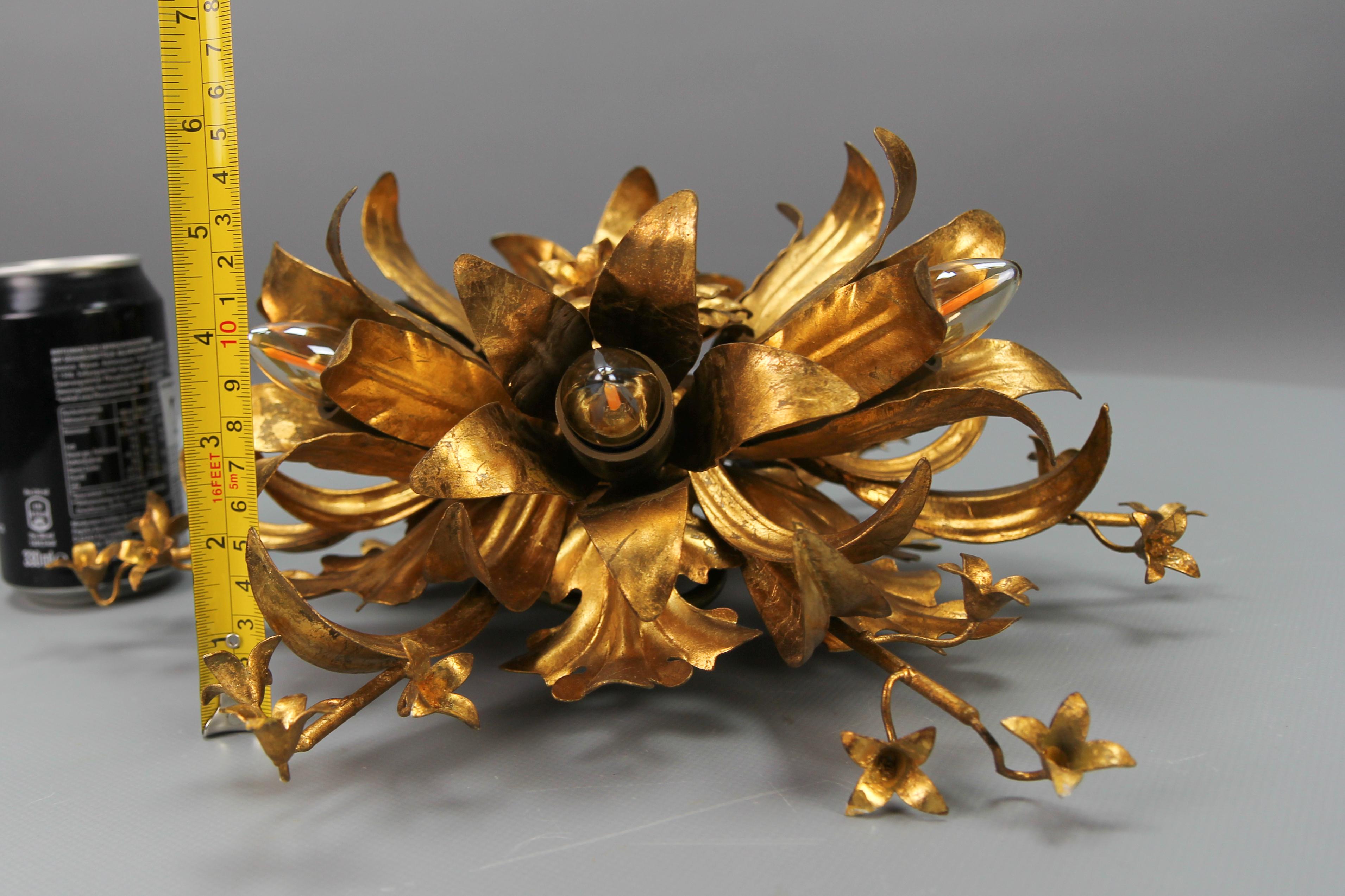 Hollywood Regency Style Gilt Metal Floral Six-Light Lamp by Hans Kögl For Sale 5