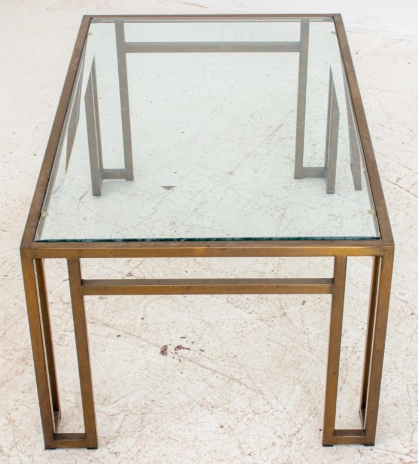 Hollywood Regency Style Gilt Metal Low Table In Good Condition In Astoria, NY