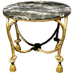 Hollywood Regency Style Gilt Metal & Marble Top Coffee Table, Italy Circa 1950