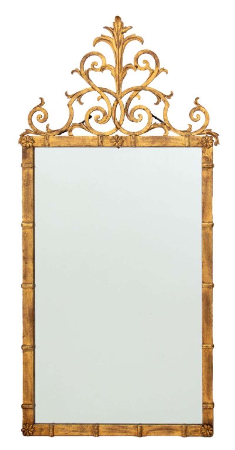 Unknown Hollywood Regency Style Gilt Metal Mirror For Sale