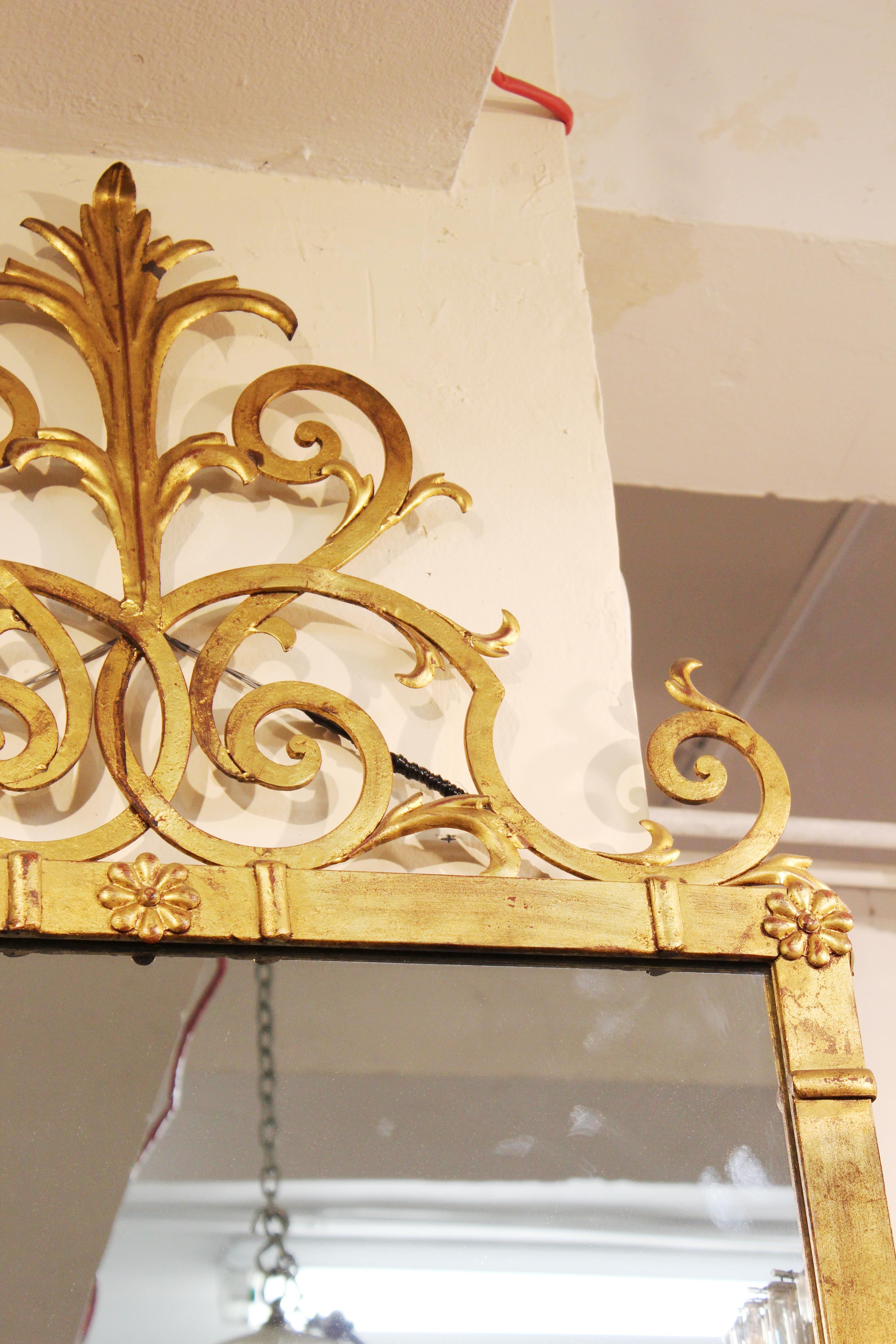Unknown Hollywood Regency Style Gilt Metal Mirror For Sale