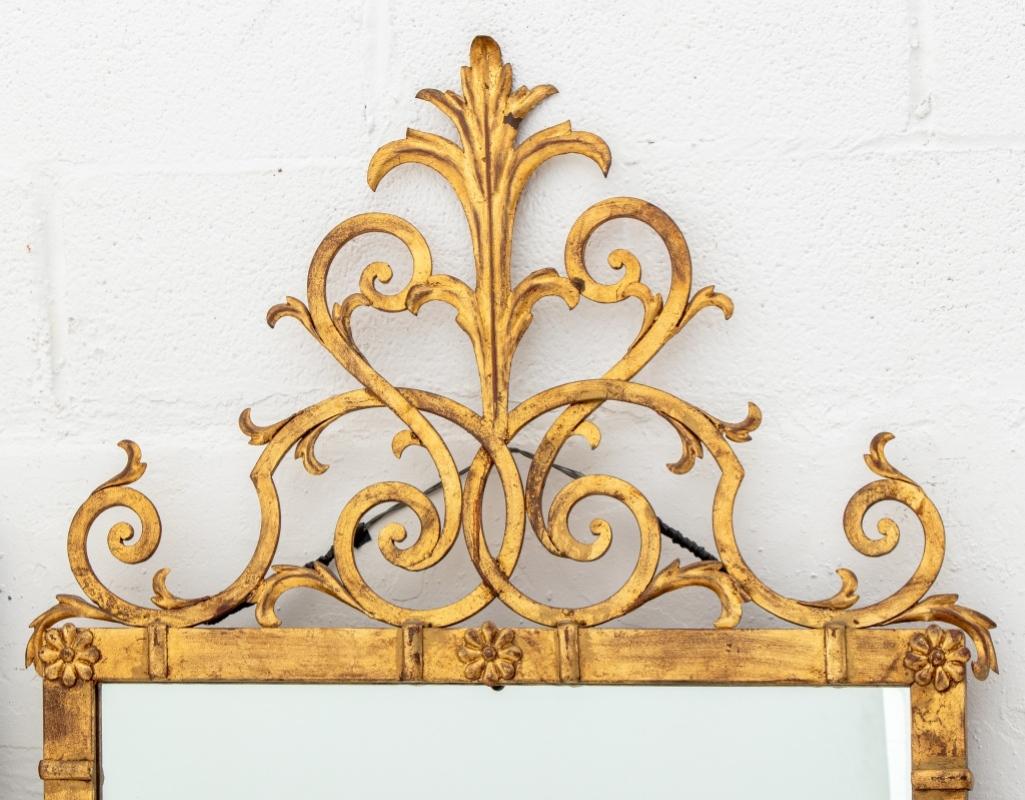 Hollywood Regency Style Gilt Metal Mirror In Fair Condition For Sale In Astoria, NY