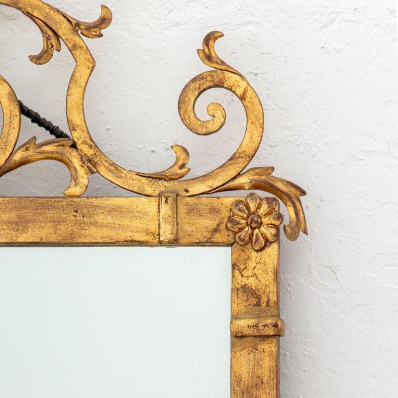 Hollywood Regency Style Gilt Metal Mirror For Sale 1