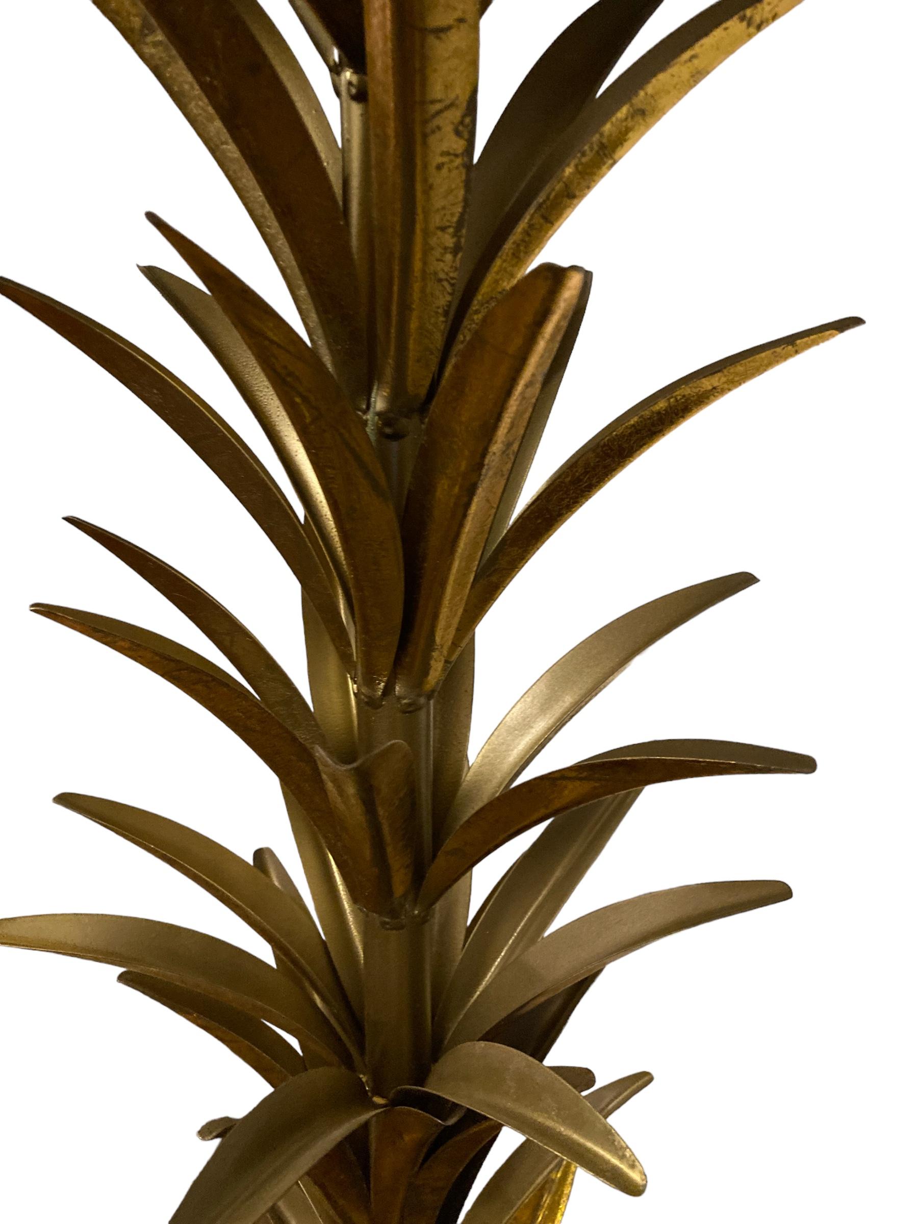 20th Century Hollywood Regency Style Gilt Metal Palm Tree Floor Lamp, Mid to late 20C For Sale