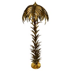 Lampadaire de style Hollywood Regency en métal doré représentant un palmier, milieu ou fin du 20e siècle