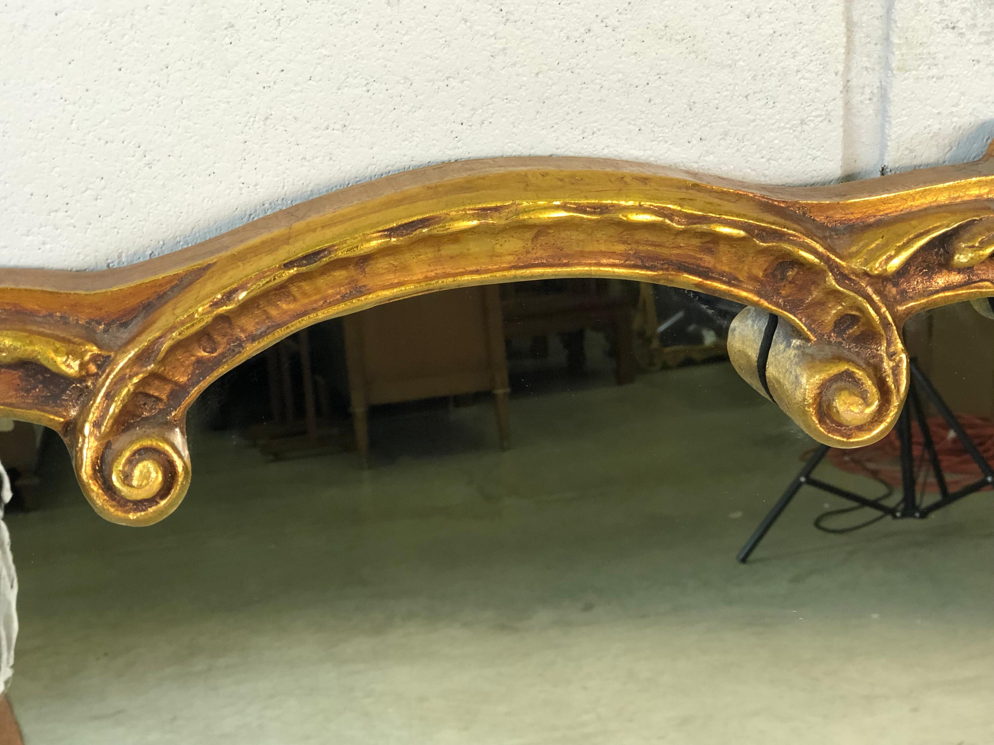20th Century Hollywood Regency Style Gilt Wall Mirror For Sale
