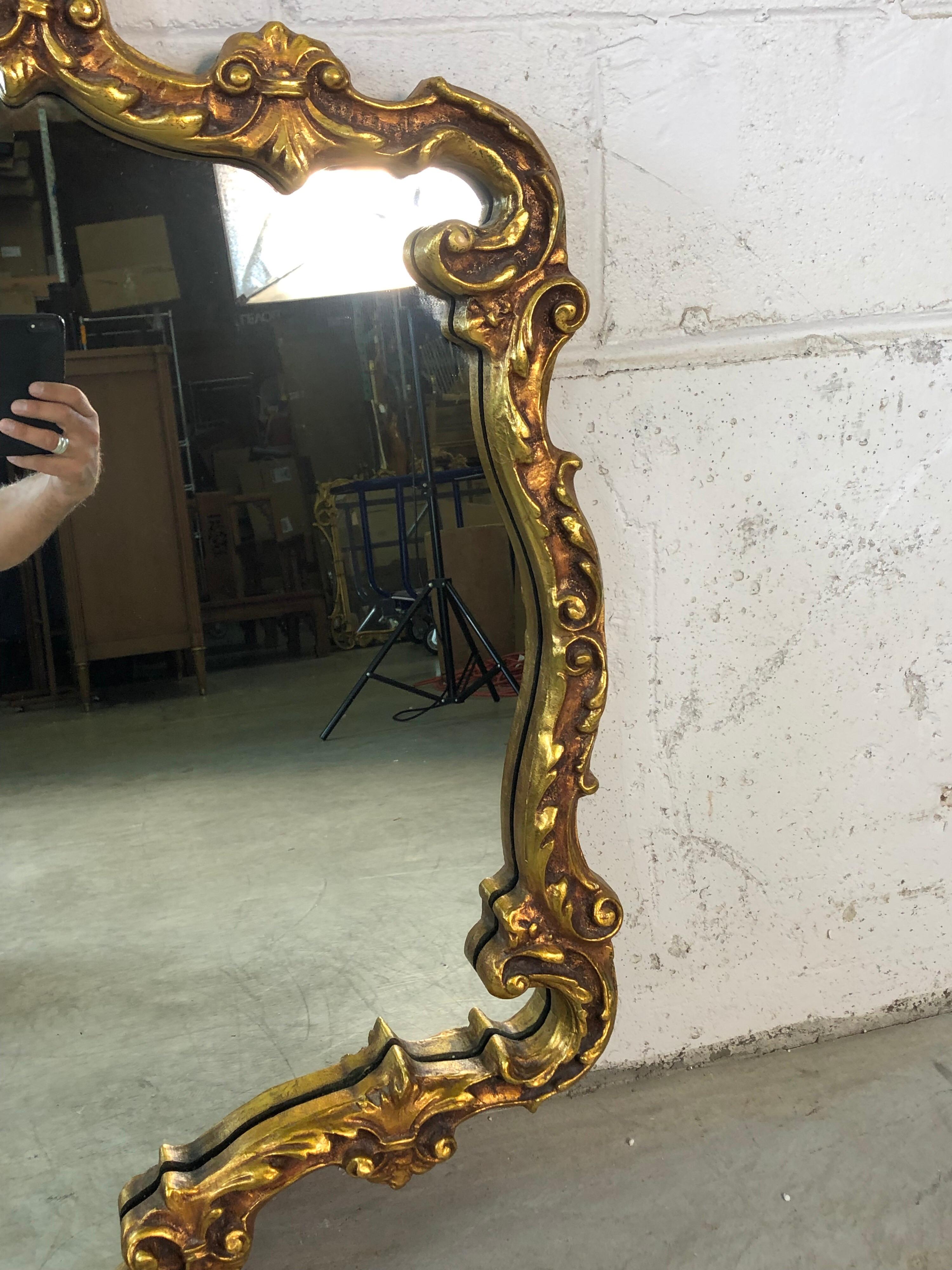 Hollywood Regency Style Gilt Wall Mirror For Sale 3