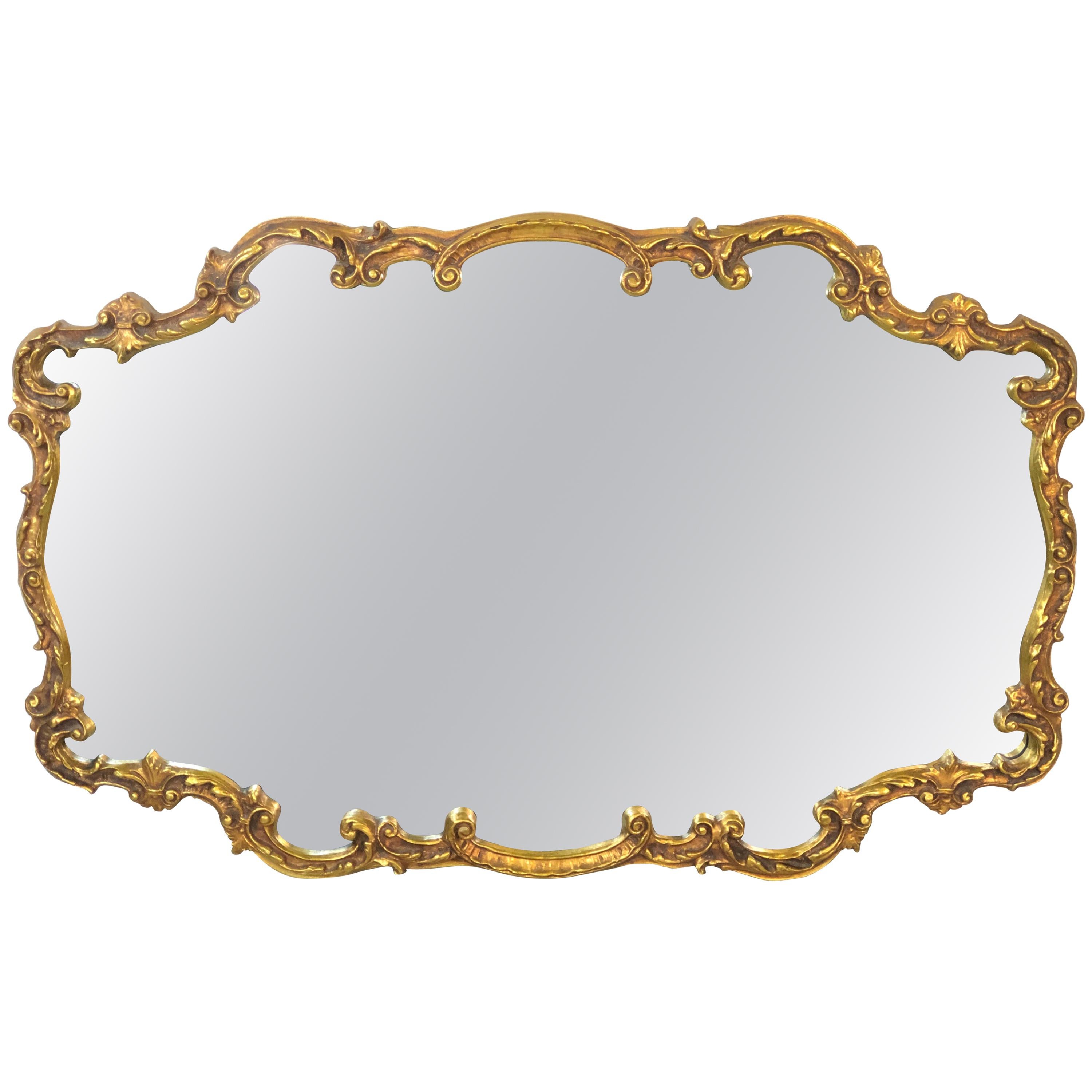 Hollywood Regency Style Gilt Wall Mirror For Sale