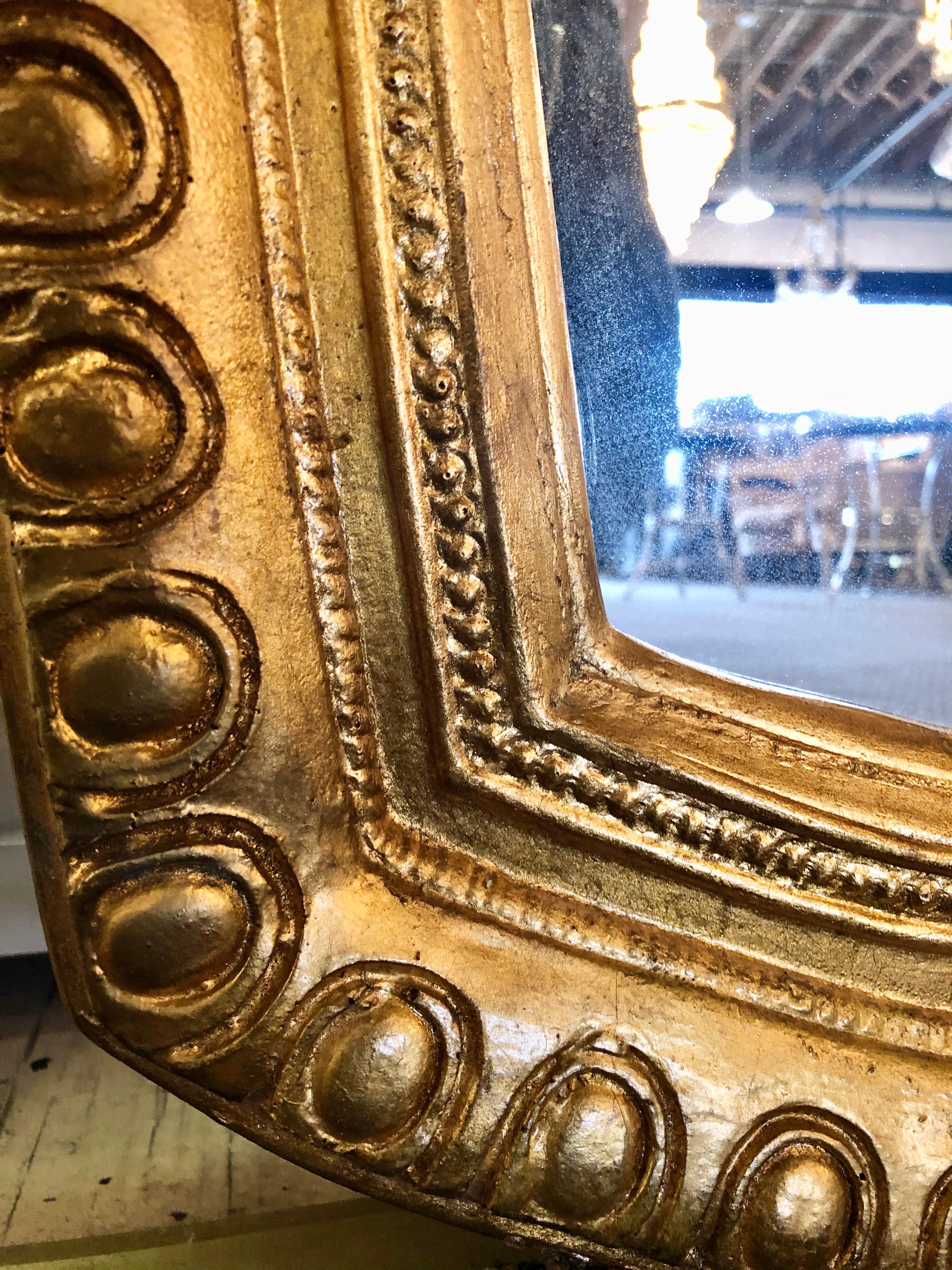 Hollywood Regency Style Giltwood Carved Standing Floor or Wall Mirror 1