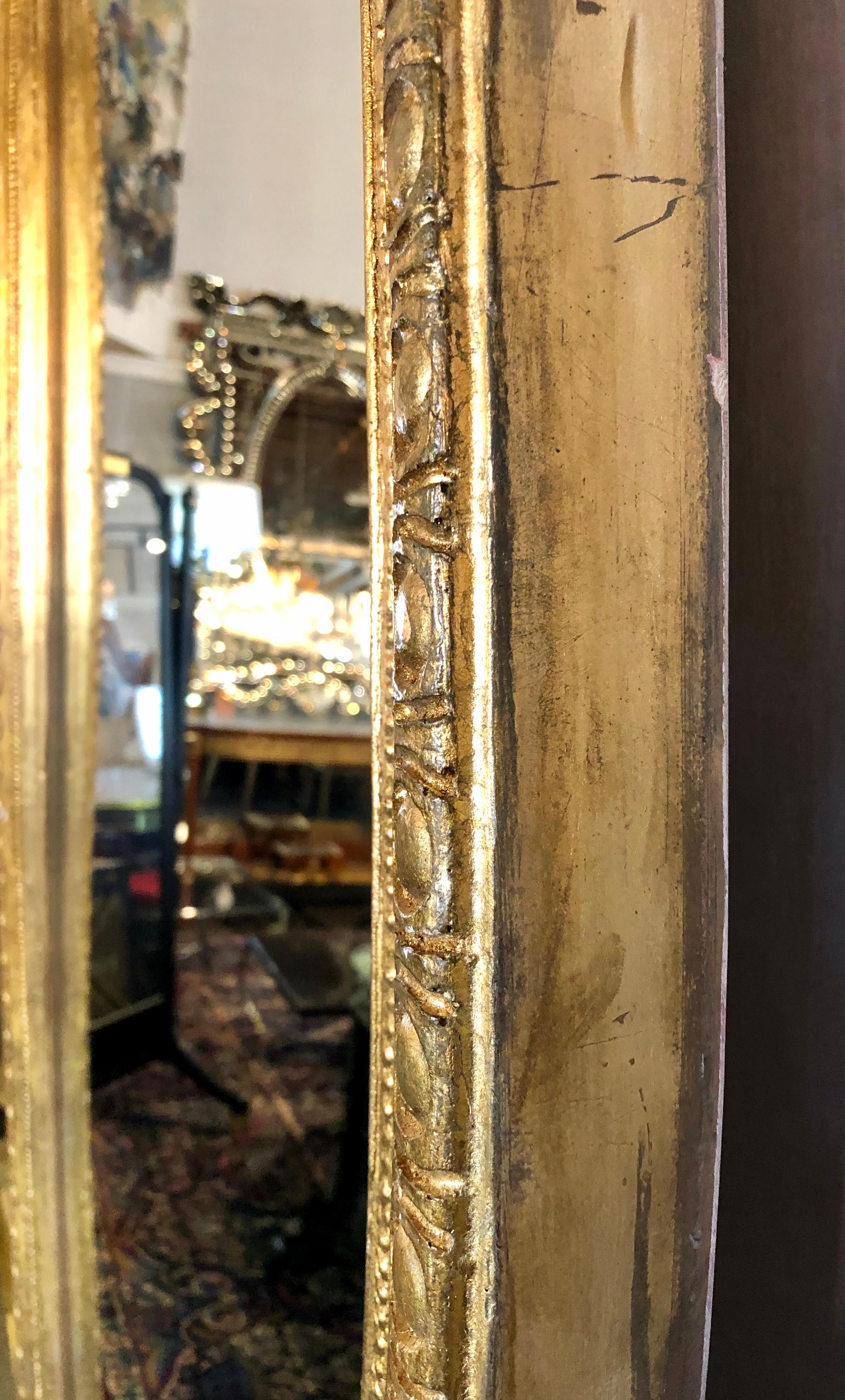 Hollywood Regency Style Giltwood Carved Standing Floor or Wall Mirror 3