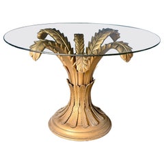 Hollywood Regency Style Glass Center Table With Gilded Acanthus Leaf Base