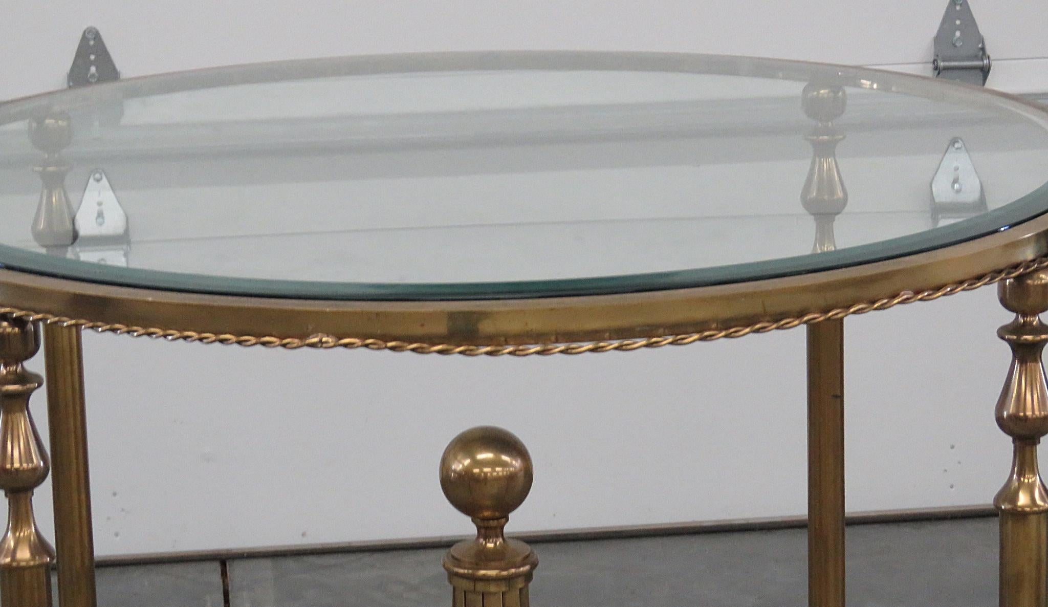 Beveled Hollywood Regency Style Glass Top Center Table