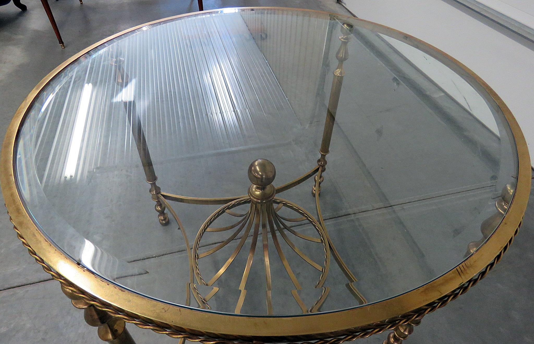 Hollywood Regency Style Glass Top Center Table 1