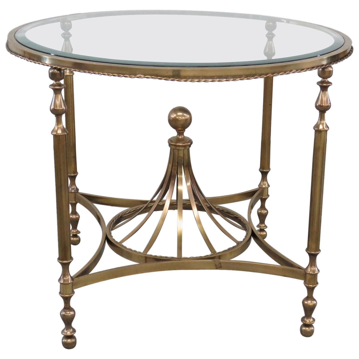 Hollywood Regency Style Glass Top Center Table