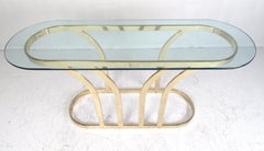 Hollywood Regency Style Glass Top Console Table