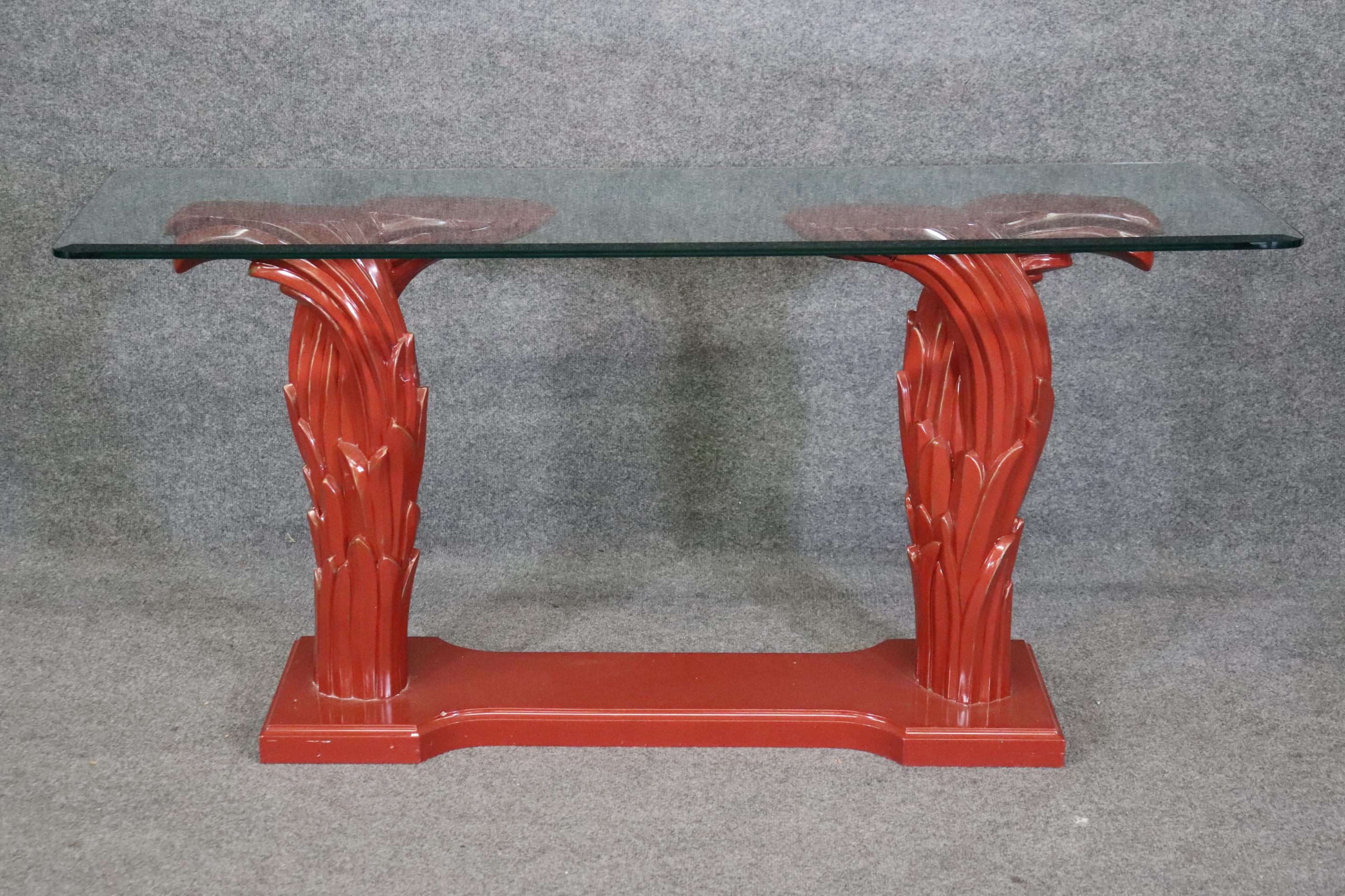 Dimensions- H: 29in W: 60in D: 18in
This Hollywood Regency Style Glass Top Console Table In The Manner of Serge Roche is a unique piece that made of the highest quality and is perfect for you and your home! This console/sofa table is equipped with