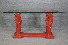 Hollywood Regency Style Glass Top Console Table In The Manner of Serge Roche