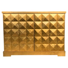 Hollywood Regency Style Gold Leaf Barbara Barry Cabinet / Bar by Baker Furn