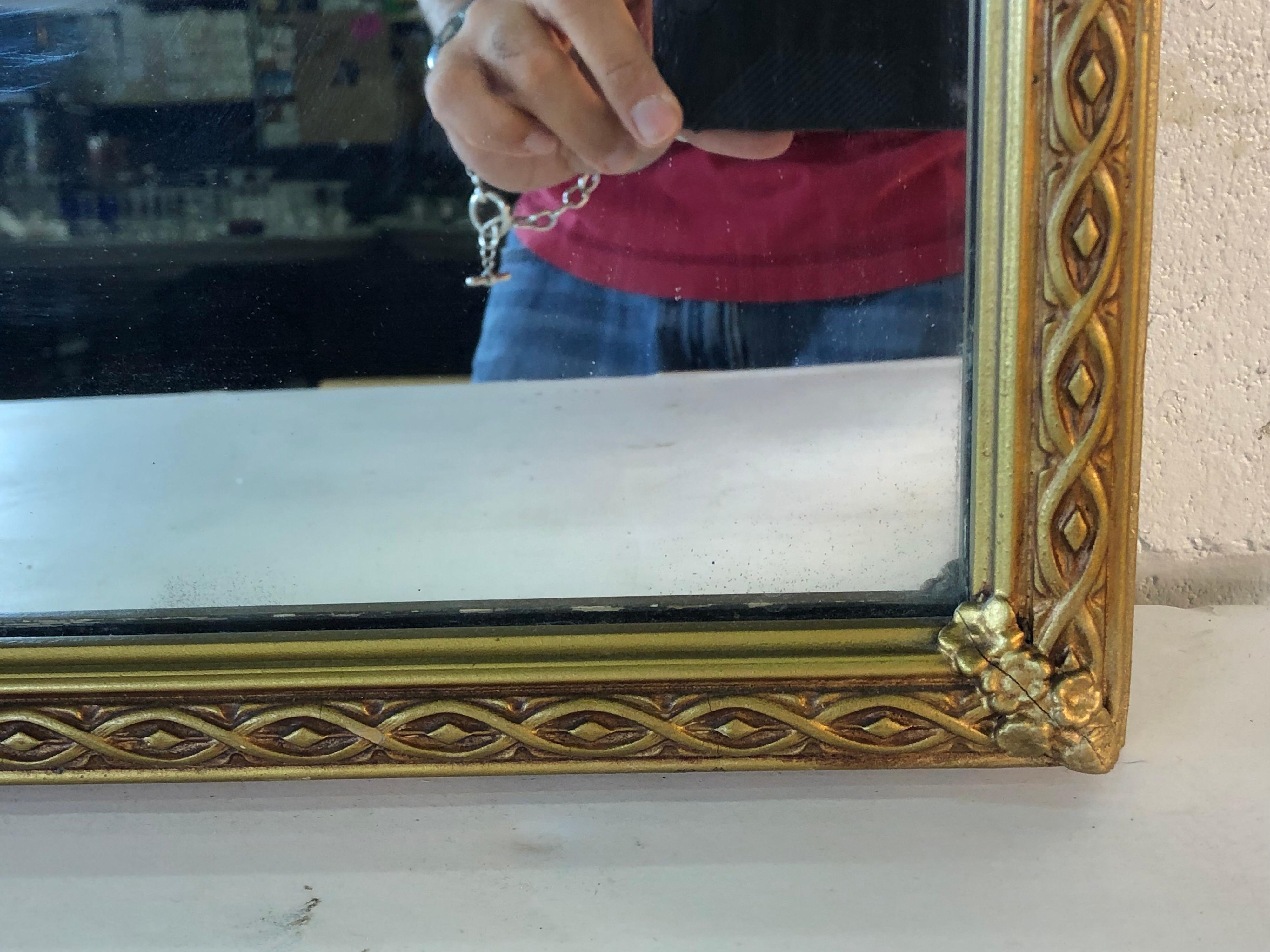Hollywood Regency Style Gold Wood Framed Wall Mirror 5