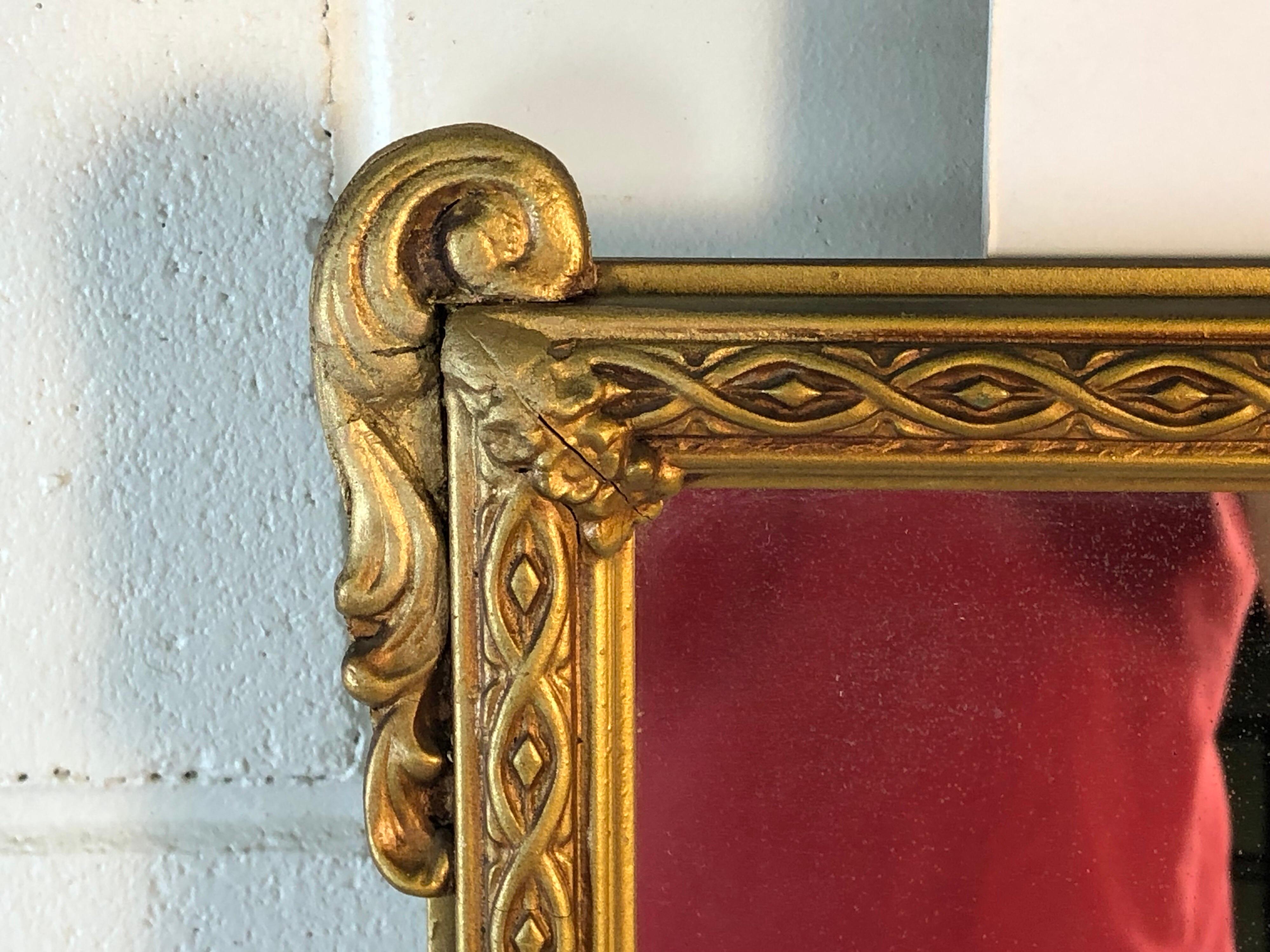Hollywood Regency Style Gold Wood Framed Wall Mirror 2