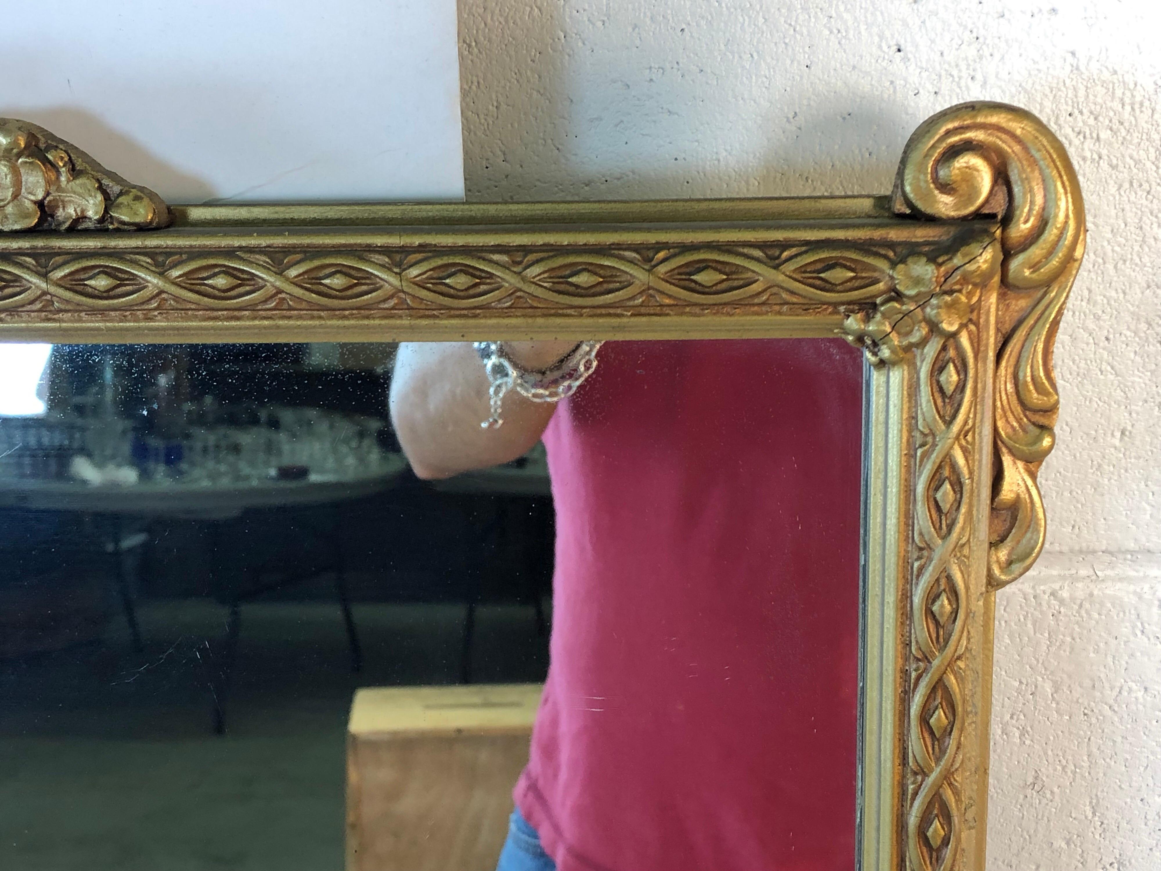 Hollywood Regency Style Gold Wood Framed Wall Mirror 4