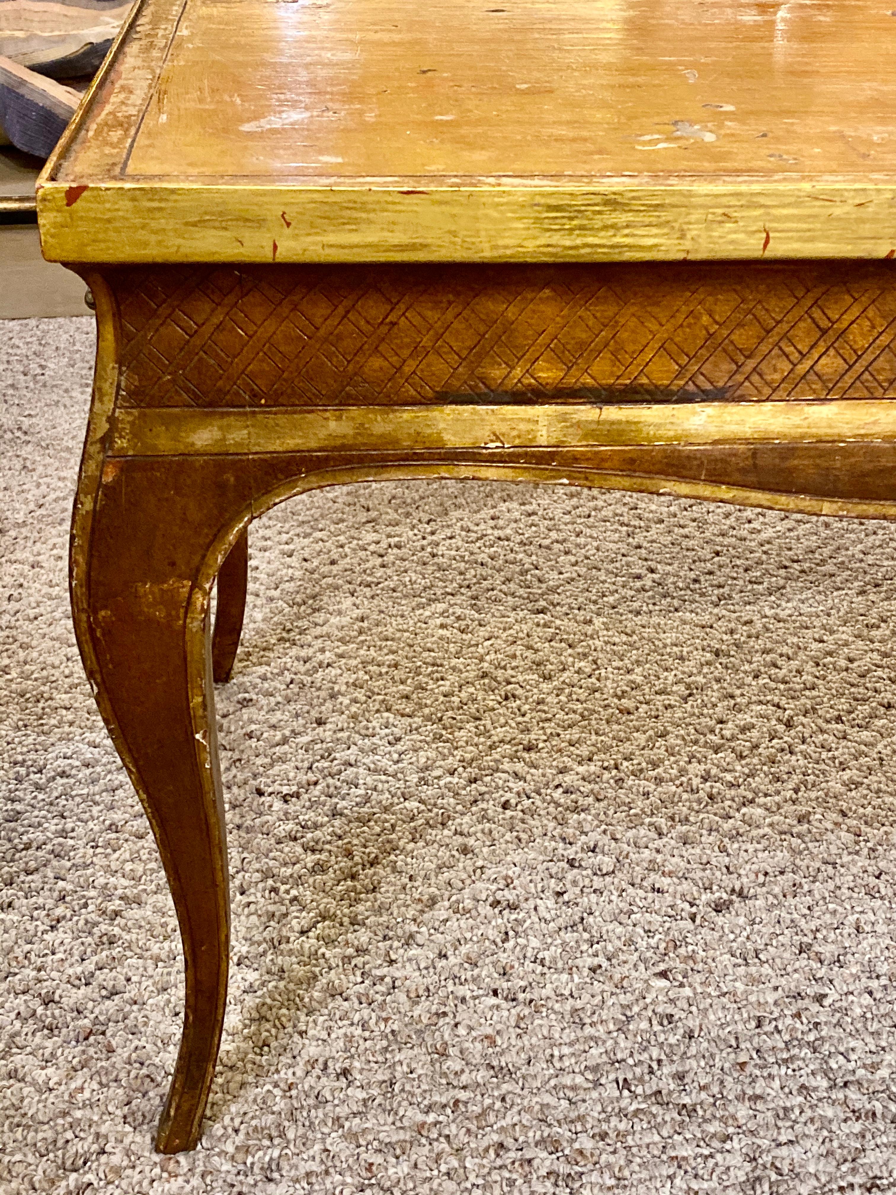 Wood Hollywood Regency Style Jansen Gilt Gold Coffee Table Decorative X Design
