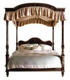 Hollywood Regency Style Julia Gray Poster Bed, King Sized Four Posts