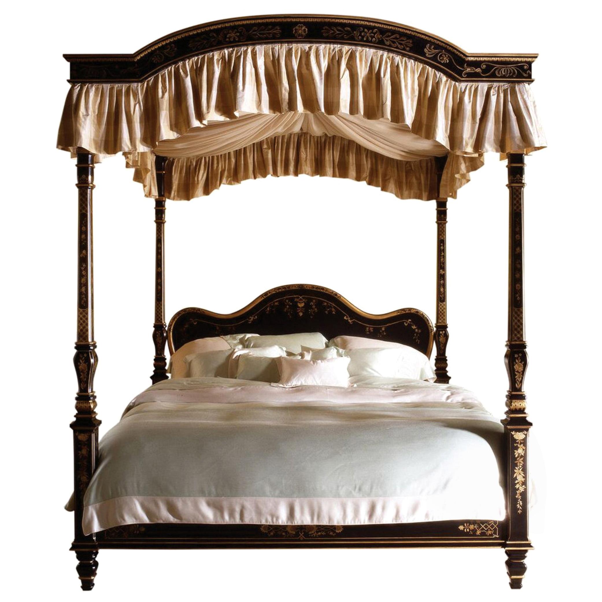 Hollywood Regency Style Julia Gray Poster Bed, King Sized Four Posts