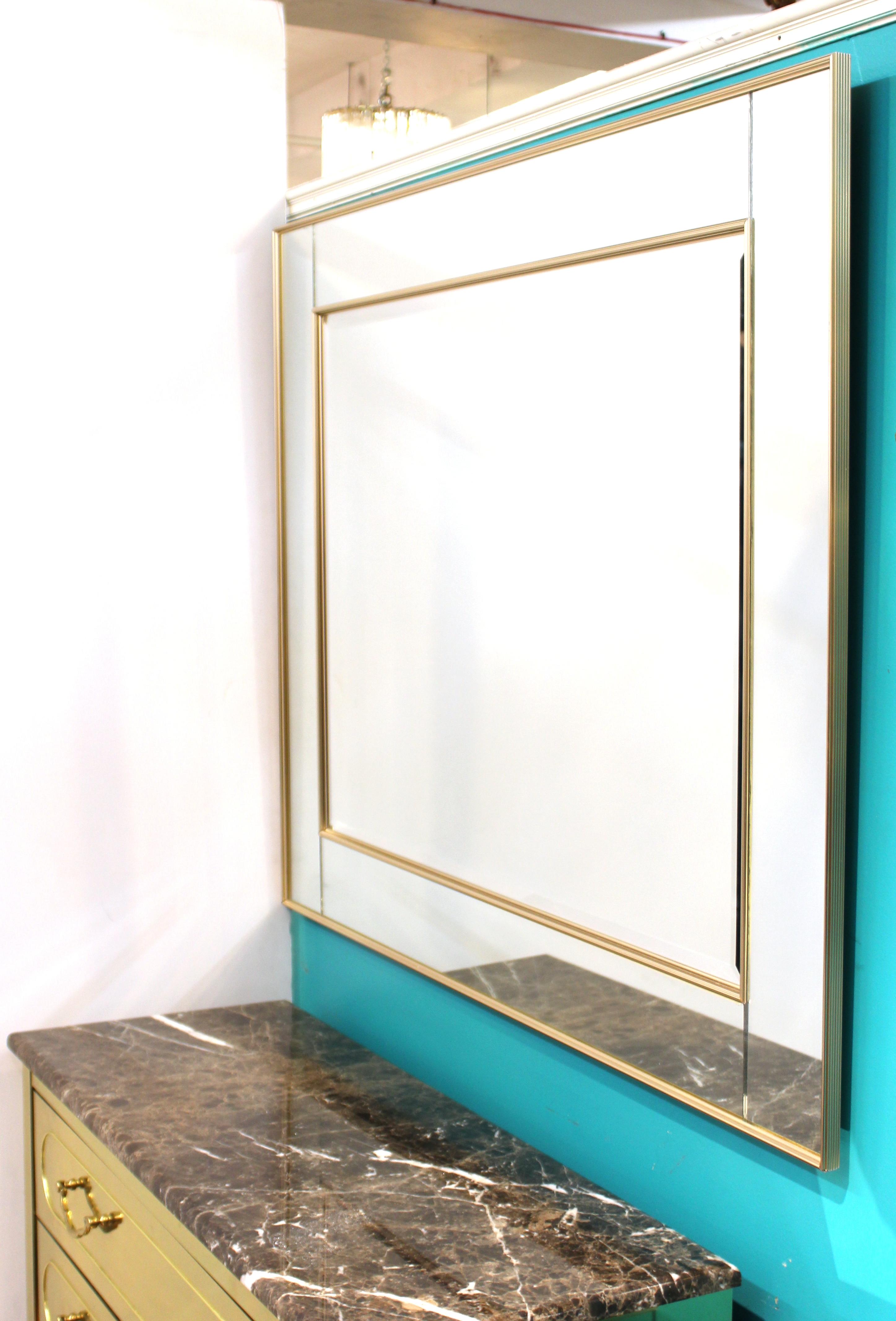 Late 20th Century Hollywood Regency Style Labarge Rosetone Framed Brass Wall Mirror