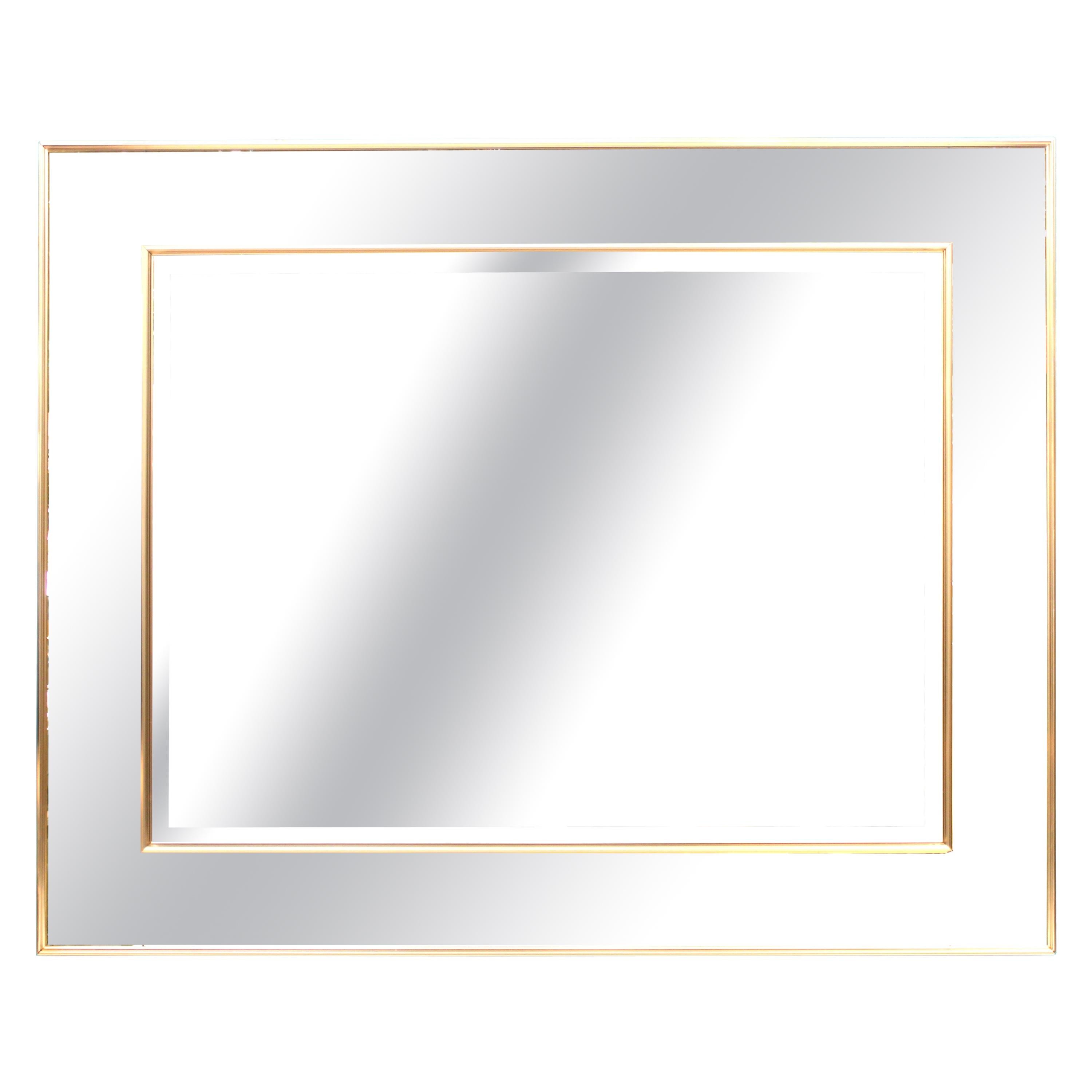 Hollywood Regency Style Labarge Rosetone Framed Brass Wall Mirror