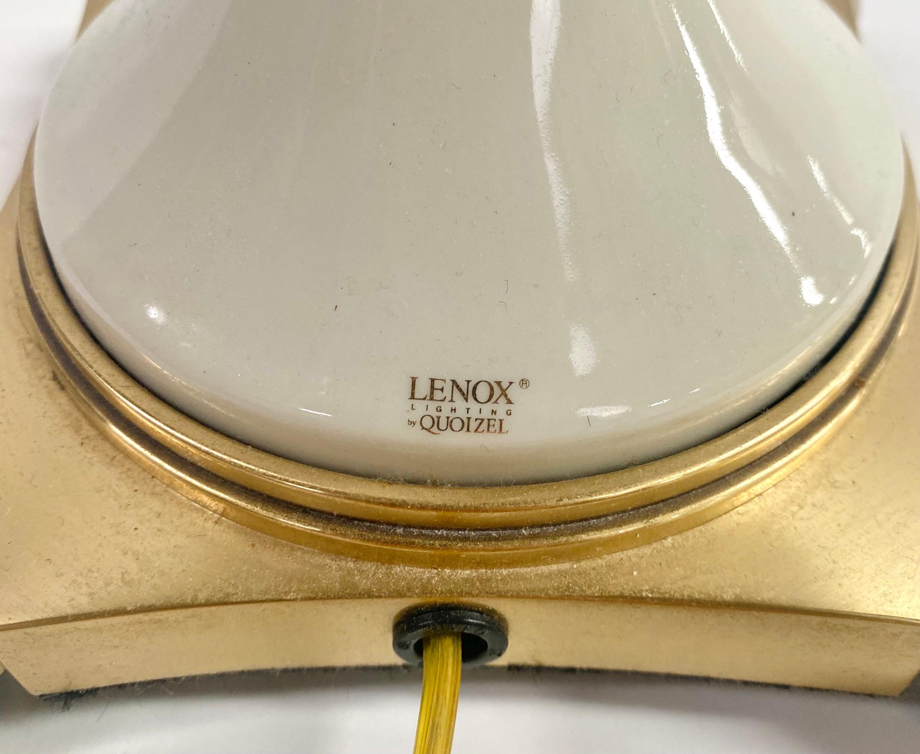 Hollywood Regency Style Lenox White Porcelain & Brass Table Lamp, a Pair 2