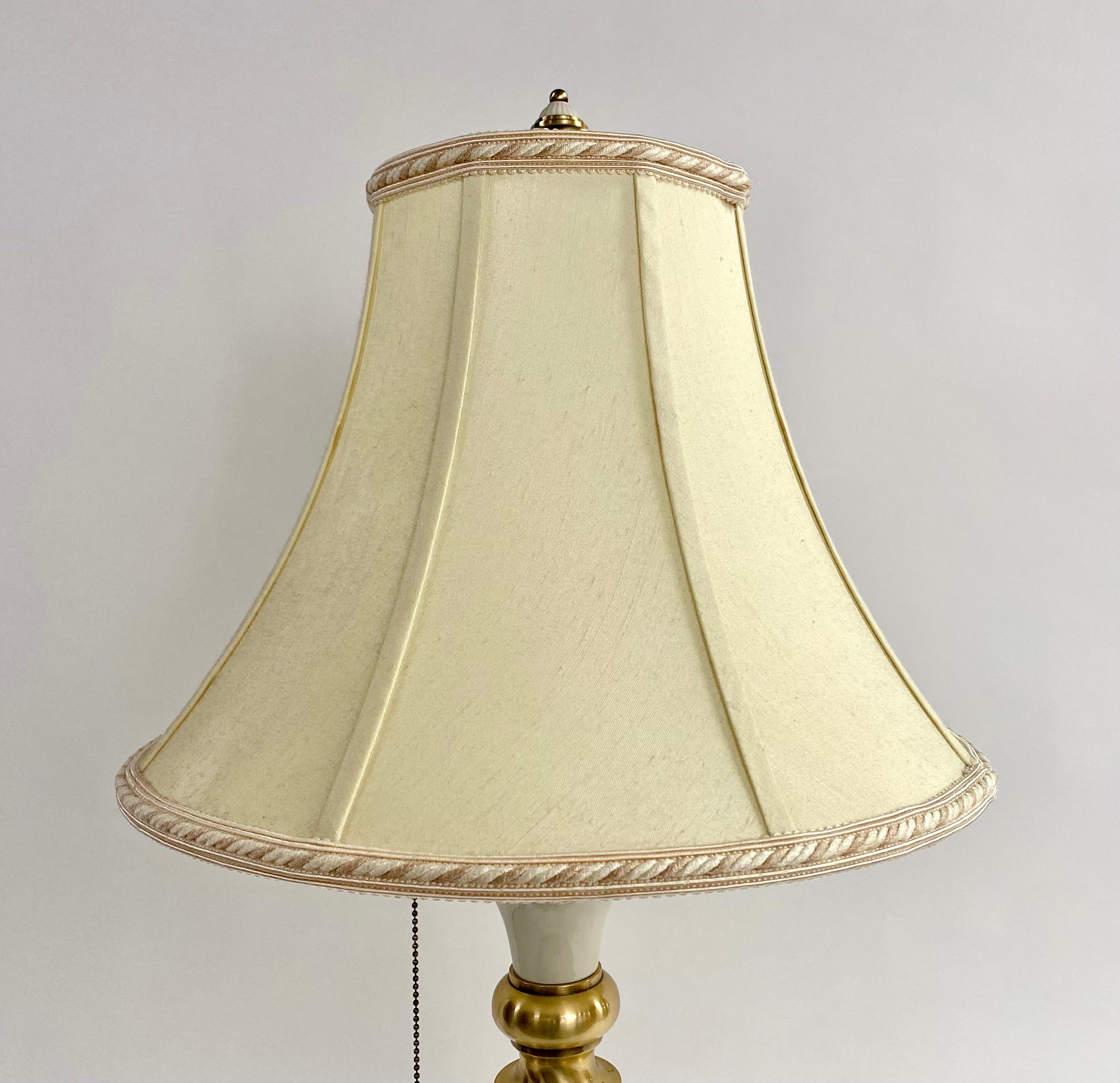 Hollywood Regency Style Lenox White Porcelain & Brass Table Lamp, a Pair 4