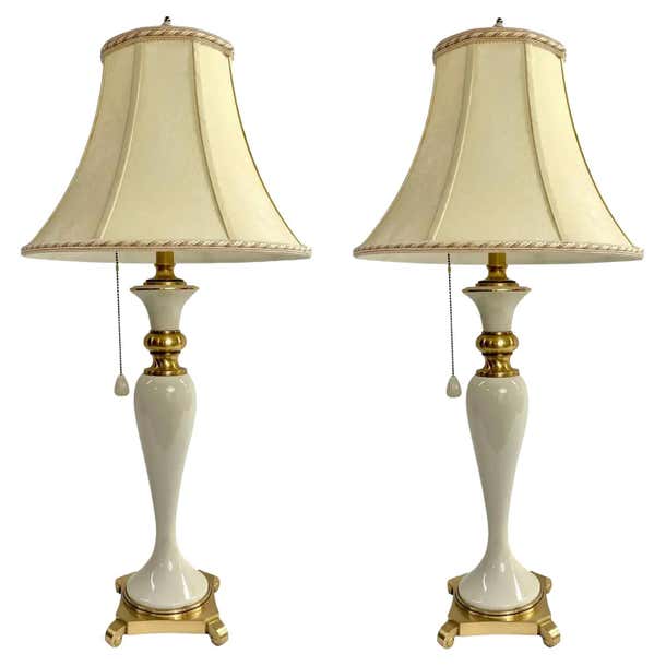 Hollywood Regency Style Lenox White Porcelain and Brass Table Lamp, a ...