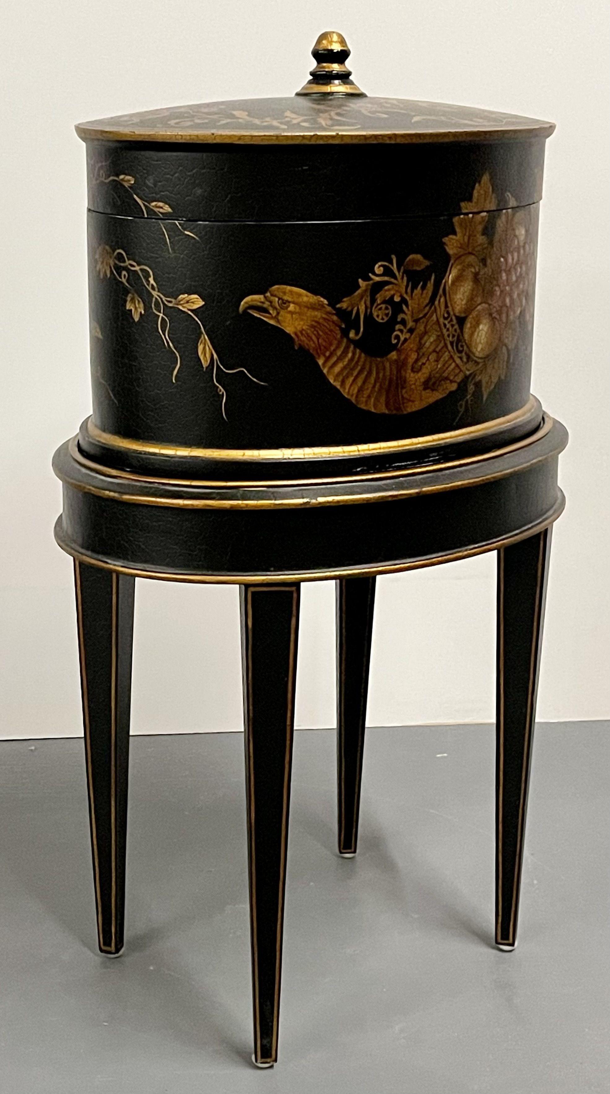 Hollywood Regency Style Lidded Casket Box on Stand In Good Condition In Manhasset, NY