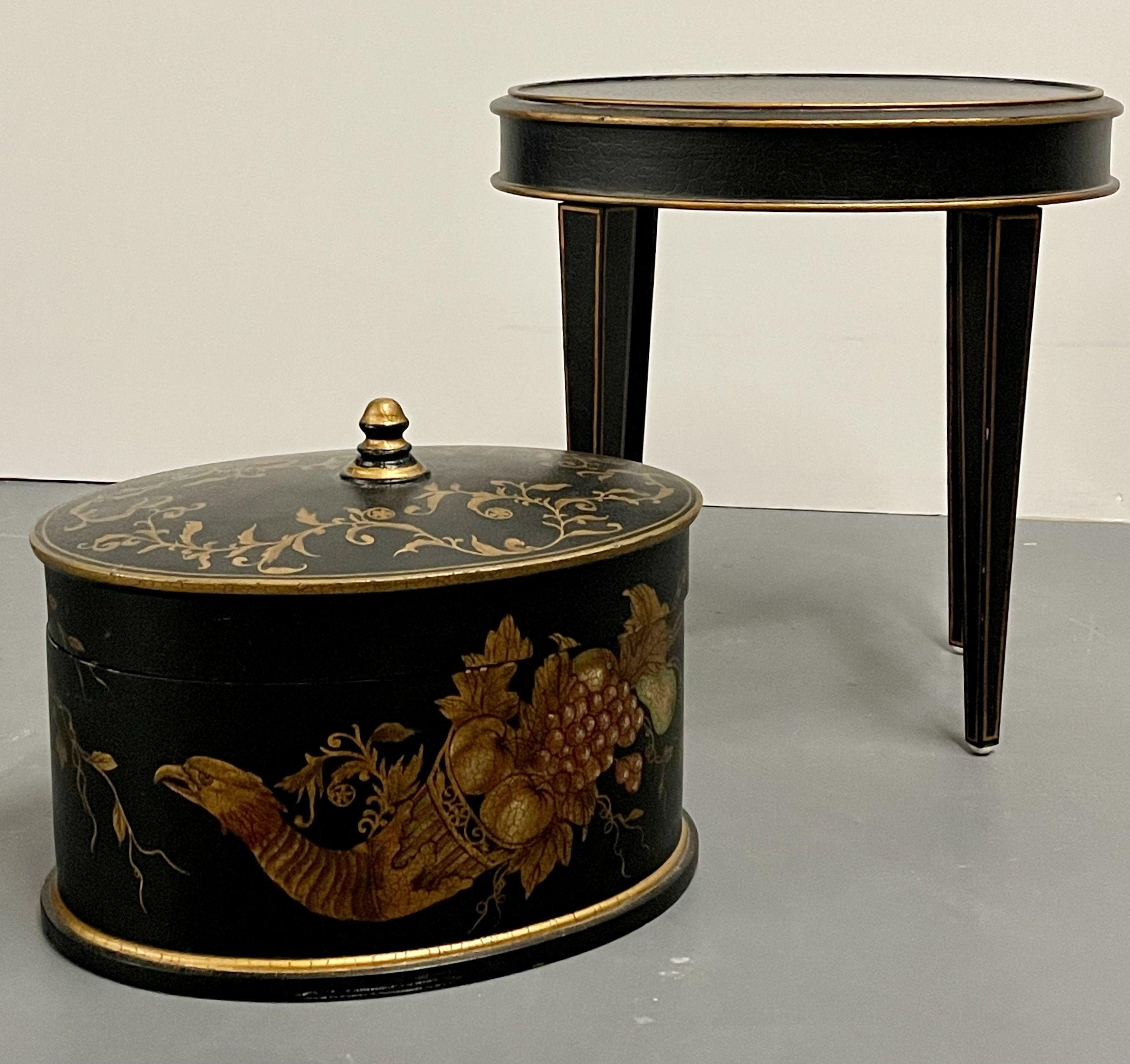20th Century Hollywood Regency Style Lidded Casket Box on Stand
