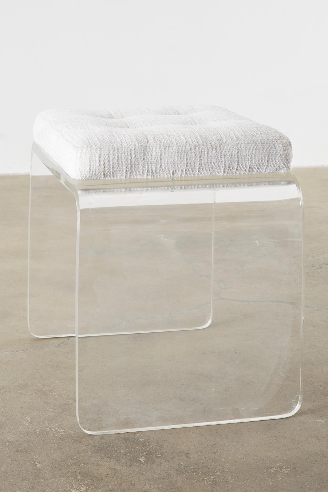 Hollywood Regency Style Lucite Waterfall Vanity Bench Stool 1