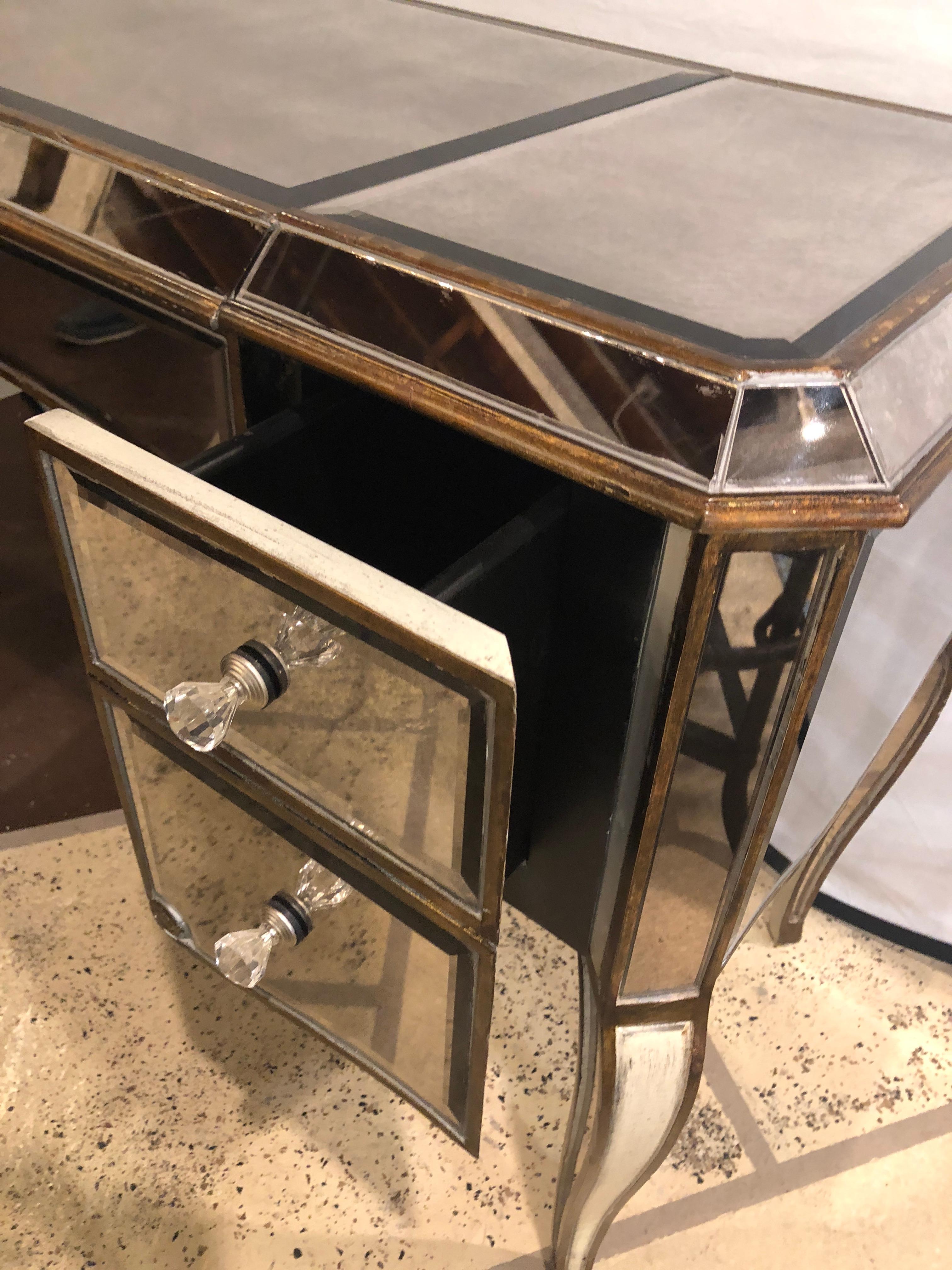 Hollywood Regency Style Mirror Flip Top Vanity Desk or Dressing Table 1