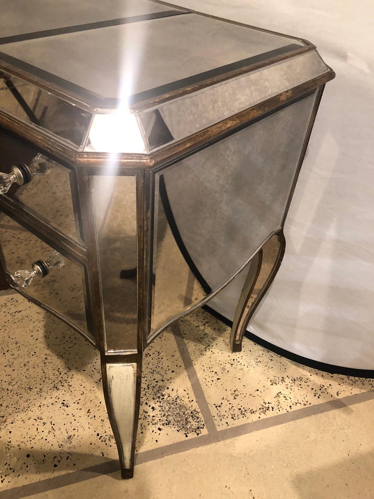 Hollywood Regency Style Mirror Flip Top Vanity Desk or Dressing Table