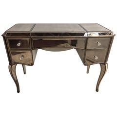 Vintage Hollywood Regency Style Mirror Flip Top Vanity Desk or Dressing Table