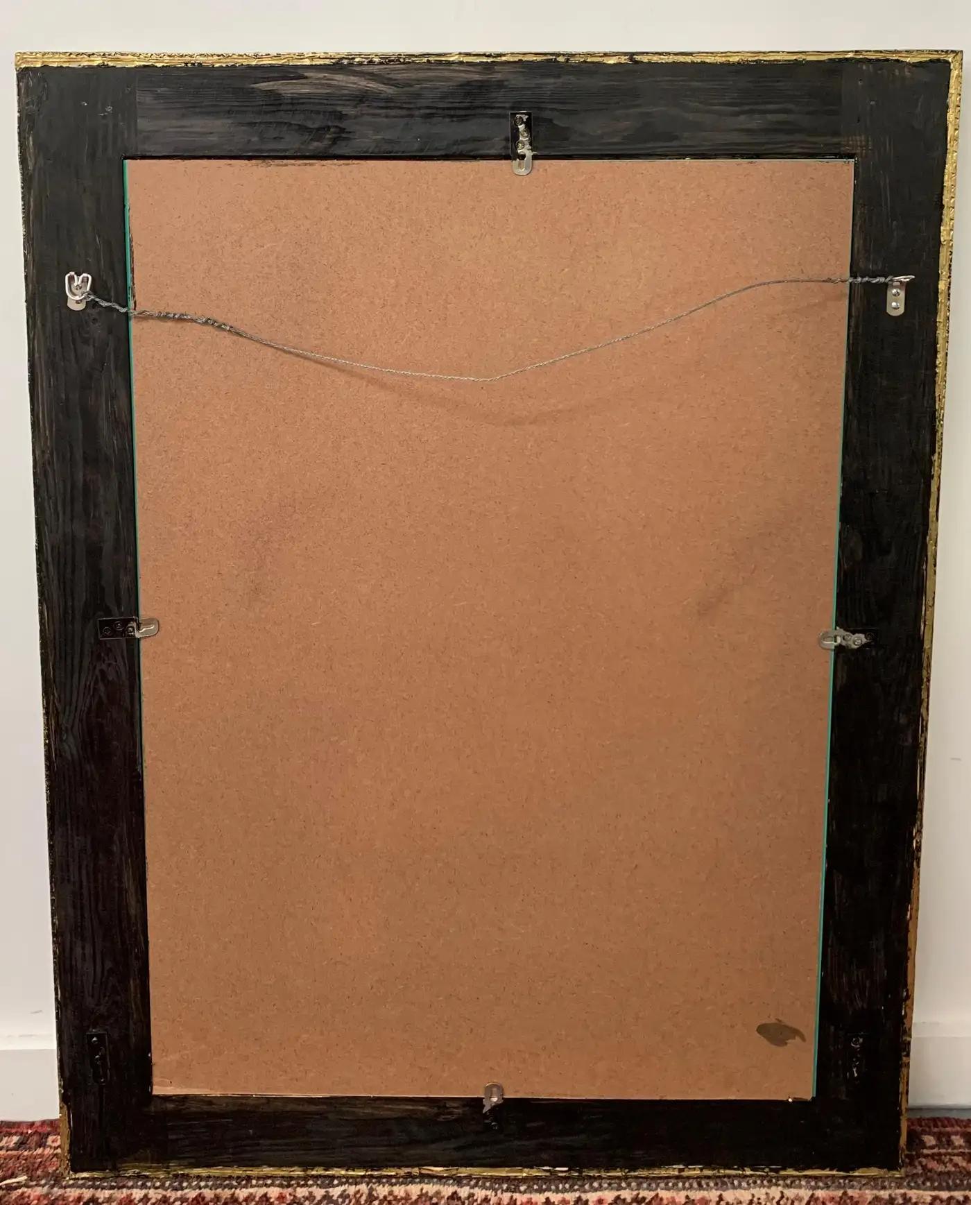 Spiegel im Hollywood-Regency-Stil mit filigranen Messingintarsien auf Ebenholz, ein Paar im Angebot 4