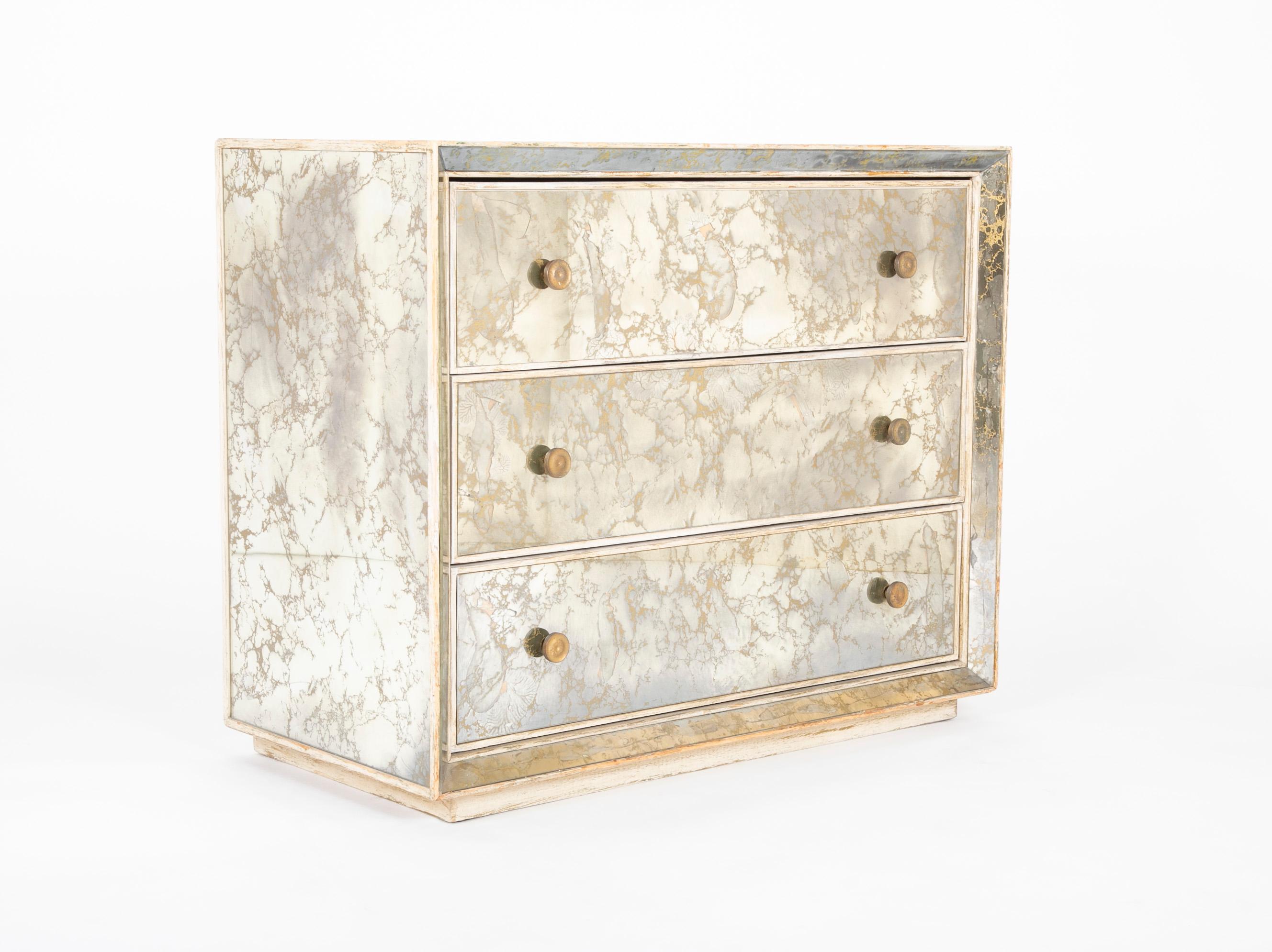 French Hollywood Regency Style Mirrored Chest of Drawers