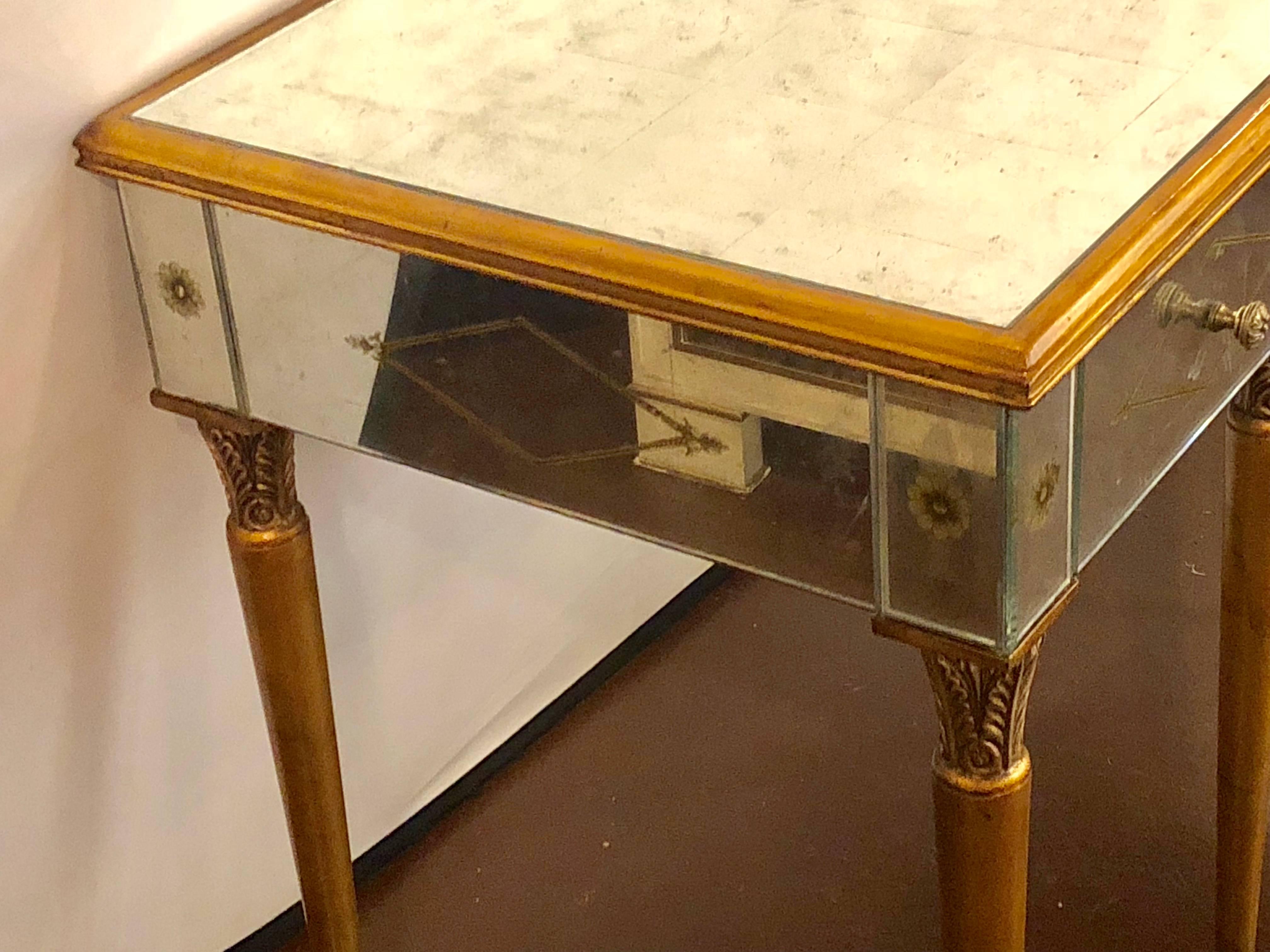 Hollywood Regency Style Mirrored Desk / Vanity Églomisé Decoration by Heritage 7