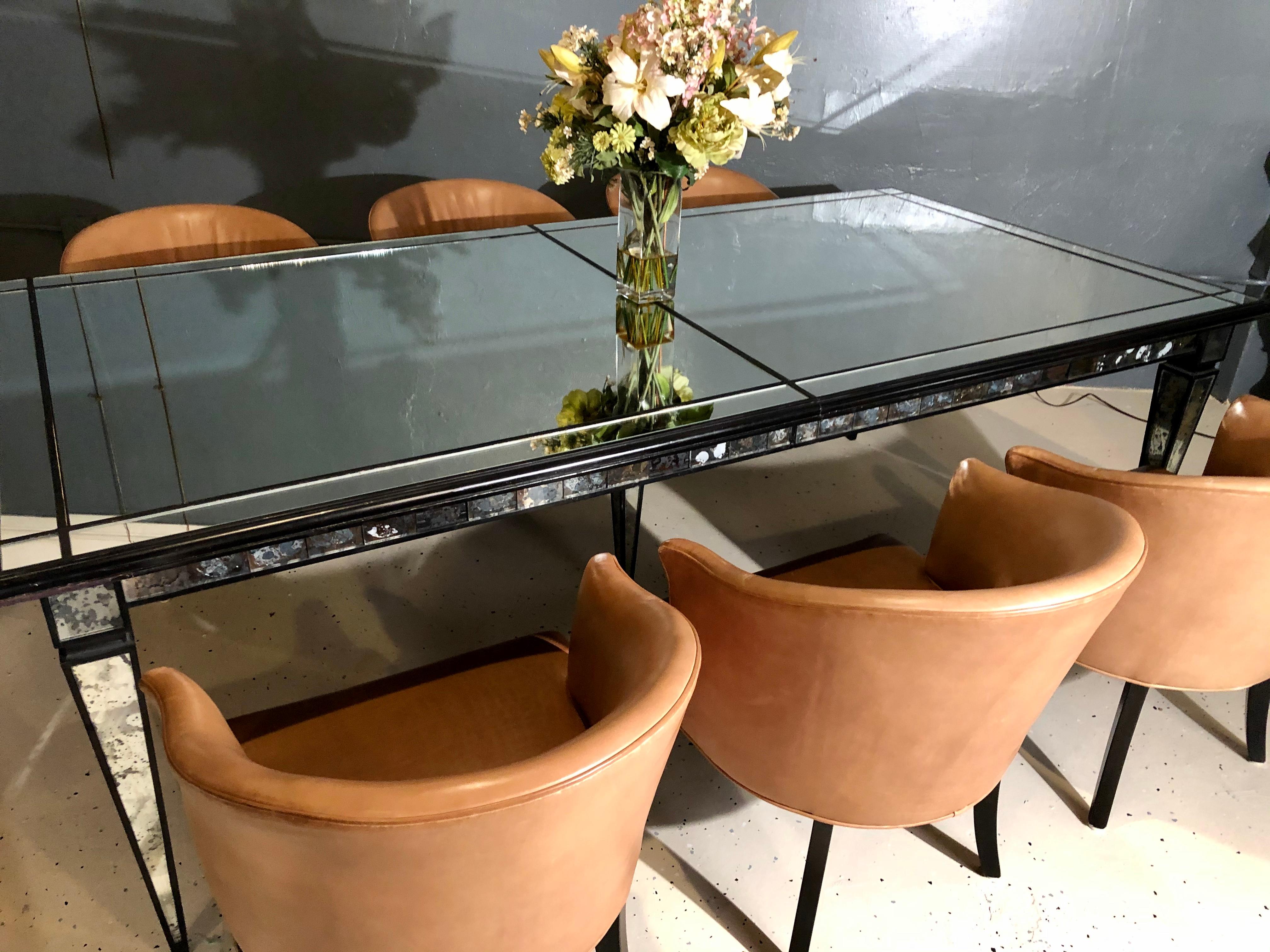 Hollywood Regency Style Mirrored Dining Room Center Table 4