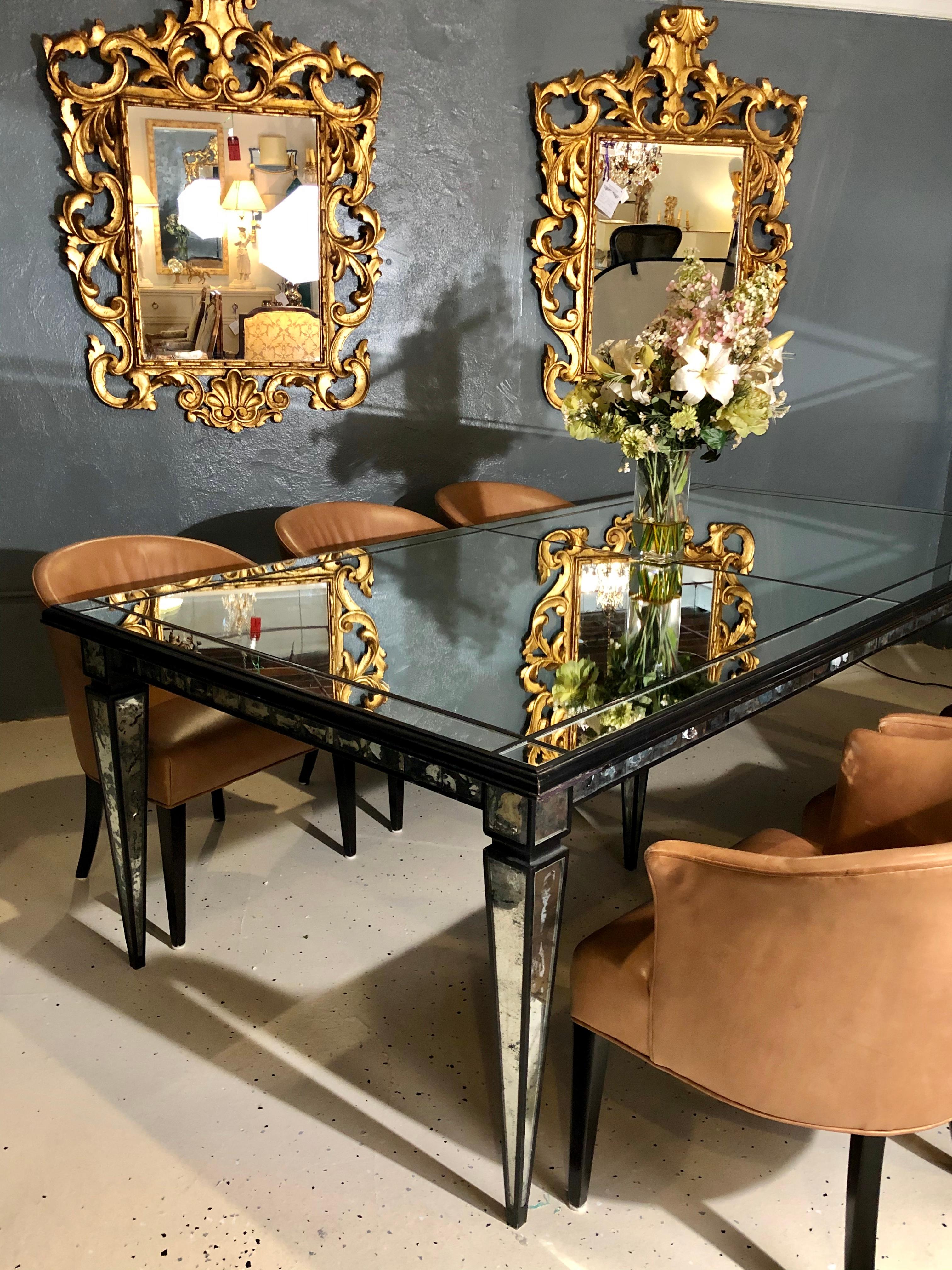Late 20th Century Hollywood Regency Style Mirrored Dining Room Center Table