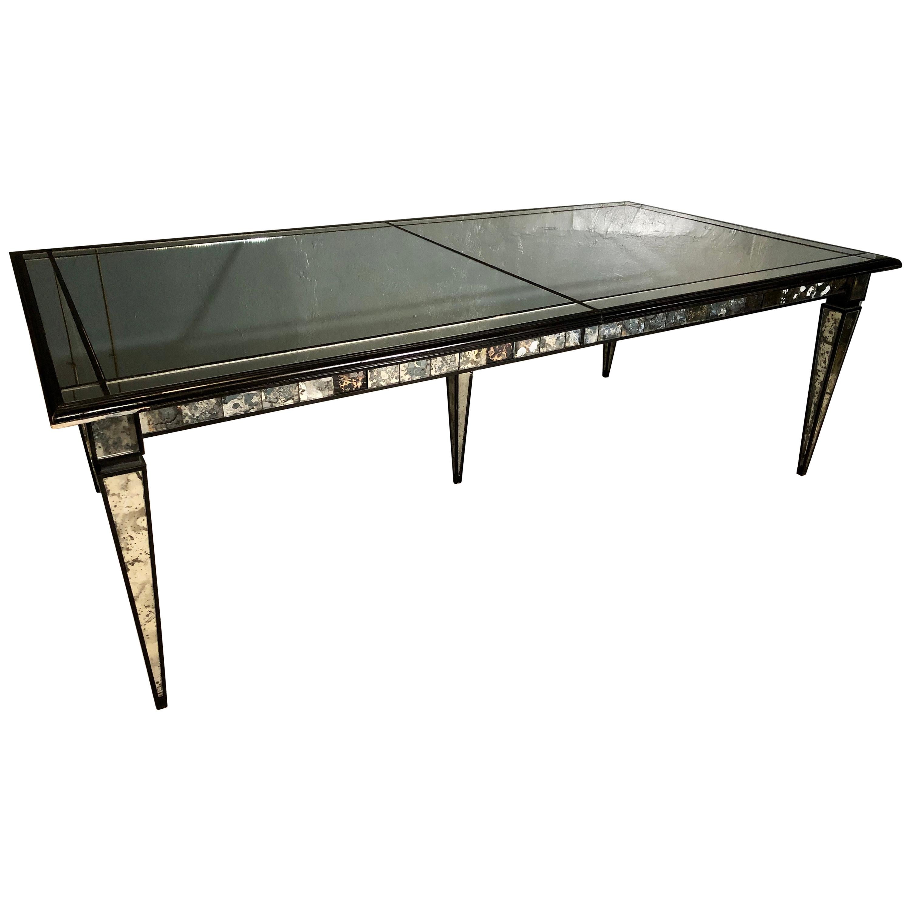 Hollywood Regency Style Mirrored Dining Room Center Table