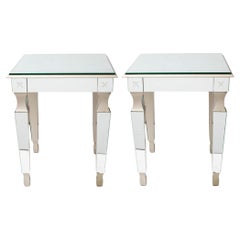 Hollywood Regency Style Mirrored End Tables, Pair