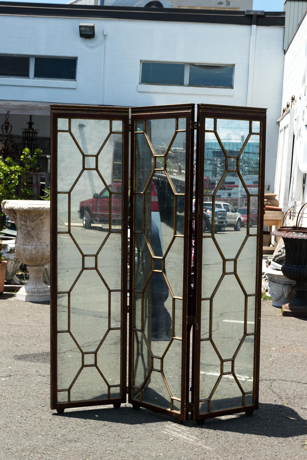 Hollywood Regency Style Mirrored Screen 5