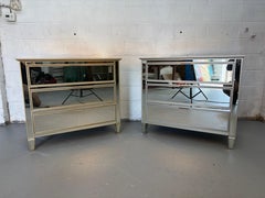 Hollywood Regency Style Mirrored Three- Drawer Dressers